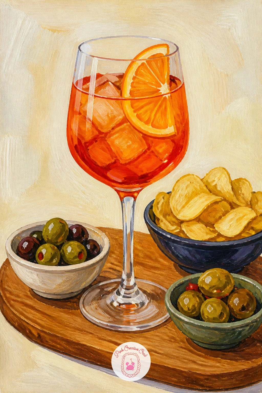 Aperitivo Board With Olives and Chips — Give the drink a supporting cast: an aperitivo board brings a glass alongside olives, crisps and little bowls, which