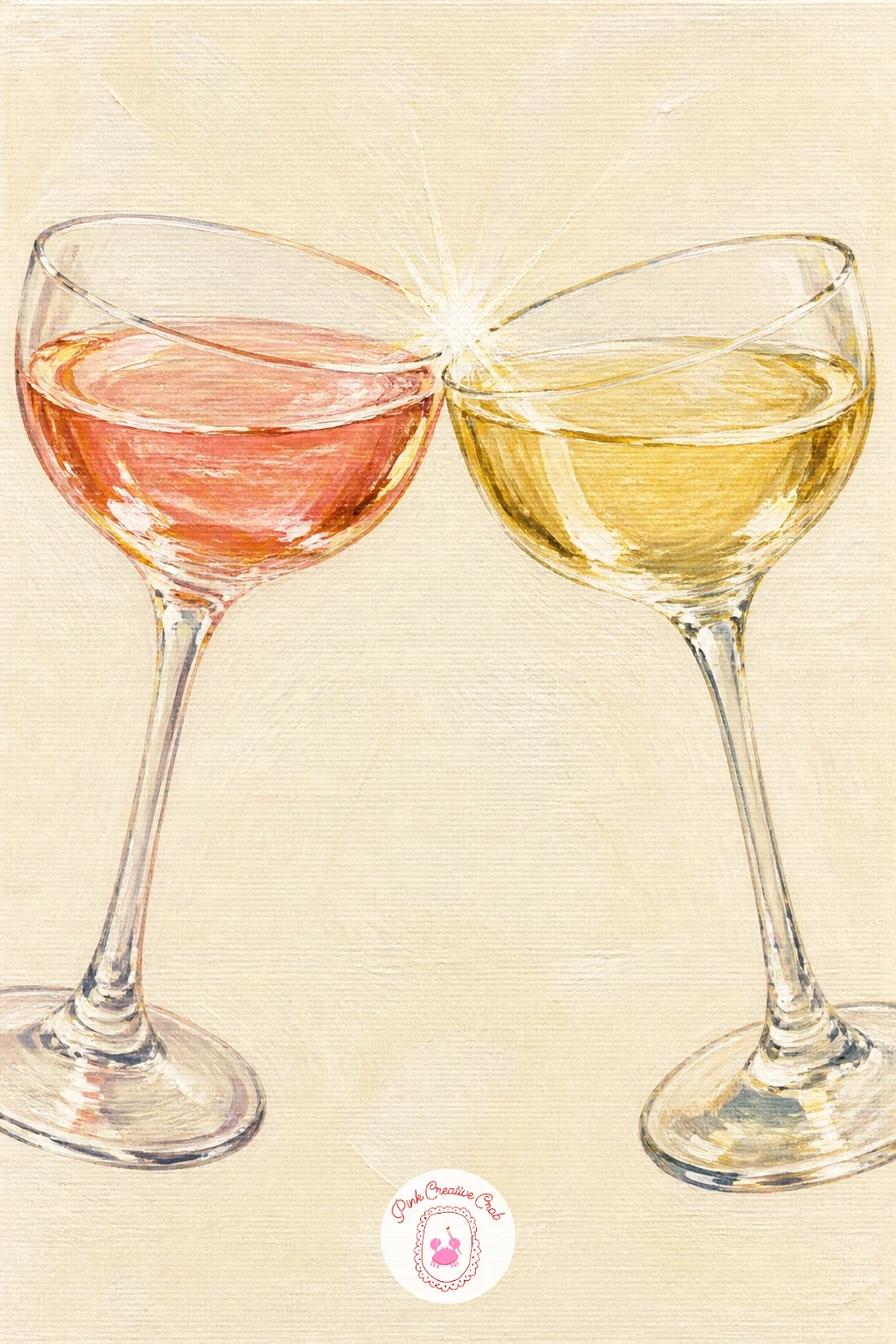 Two Friends Clinking Coupes — Bring two glasses together for a toast: two friends clinking coupes is really a study in matching shapes, so paint both glasses