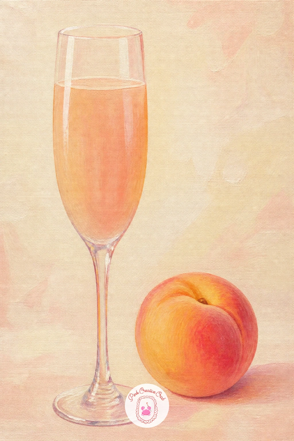 Bellini With a Peach — Return to a calmer daylight glass after the sunset: a Bellini is a soft peachy pink that rewards a gentle hand more than bold color.