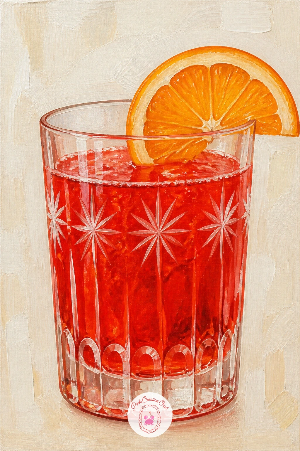 Campari Soda in a Vintage Glass — Go back to a bold single color with history behind it: a Campari soda in a vintage glass is about the glass shape as much as