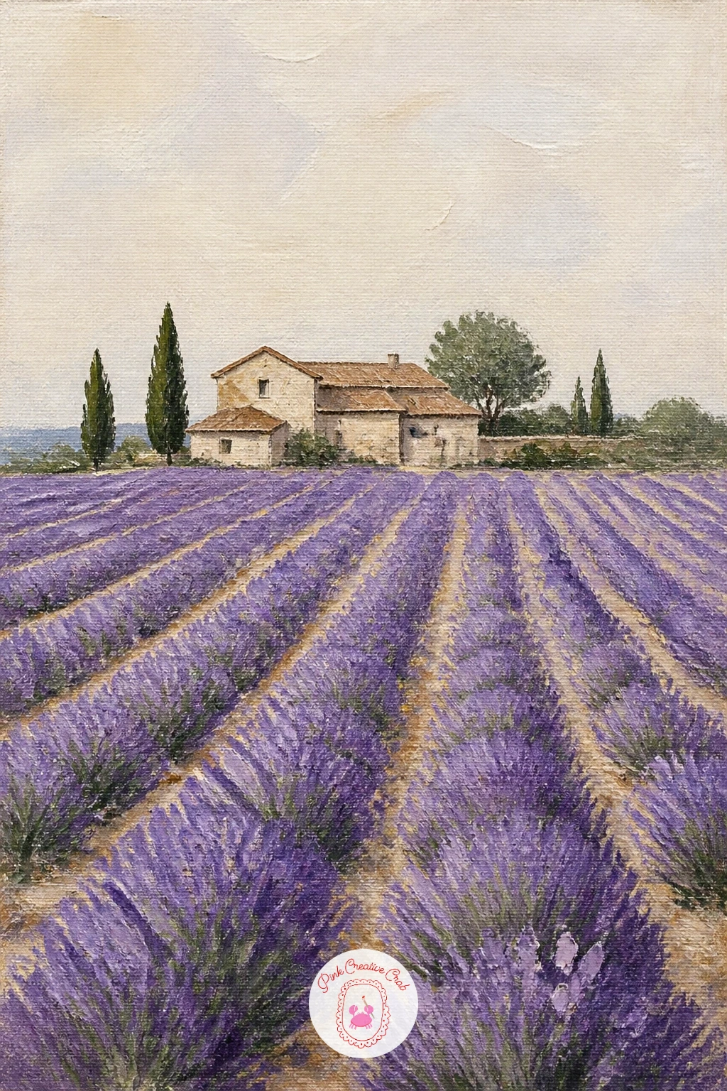 Lavender Field With Stone Farmhouse — Start the whole series with a lavender field and a stone farmhouse, since it sets the palette you will reuse again and