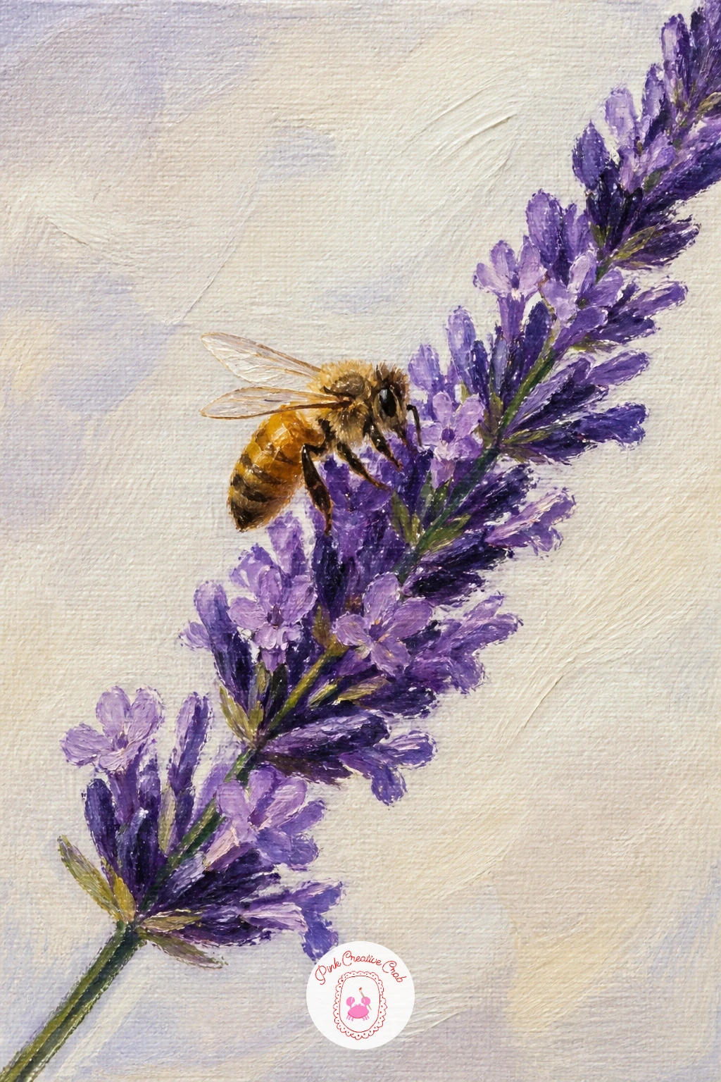 A Bee On Lavender — Step closer again for a bee on lavender, a tiny detail painting that rewards patience more than skill. Lavender painting