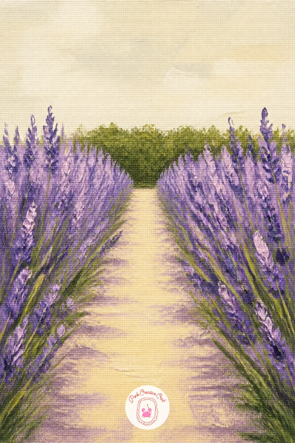 Lavender Border Along A Garden Path — Open the canvas back up for a lavender border along a garden path, a simple landscape that practises leading the eye into