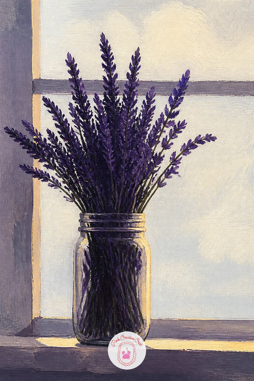 Lavender In A Mason Jar On A Windowsill — Bring the light in with lavender in a mason jar on a windowsill, a quiet scene built almost entirely around