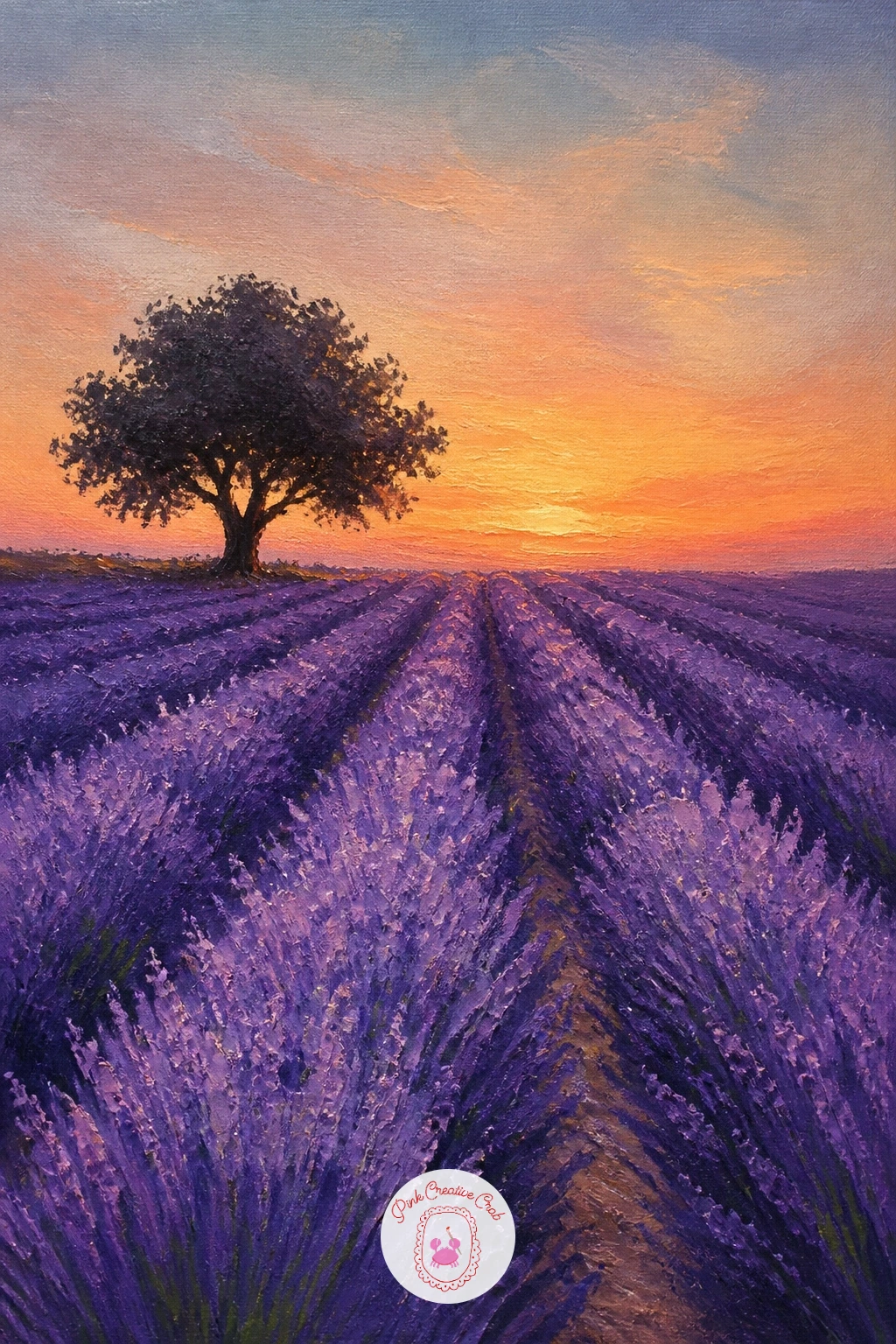 Lavender Field At Sunset With A Lone Tree — Carry that backlighting idea into a full landscape with a lavender field at sunset with a lone tree, letting the