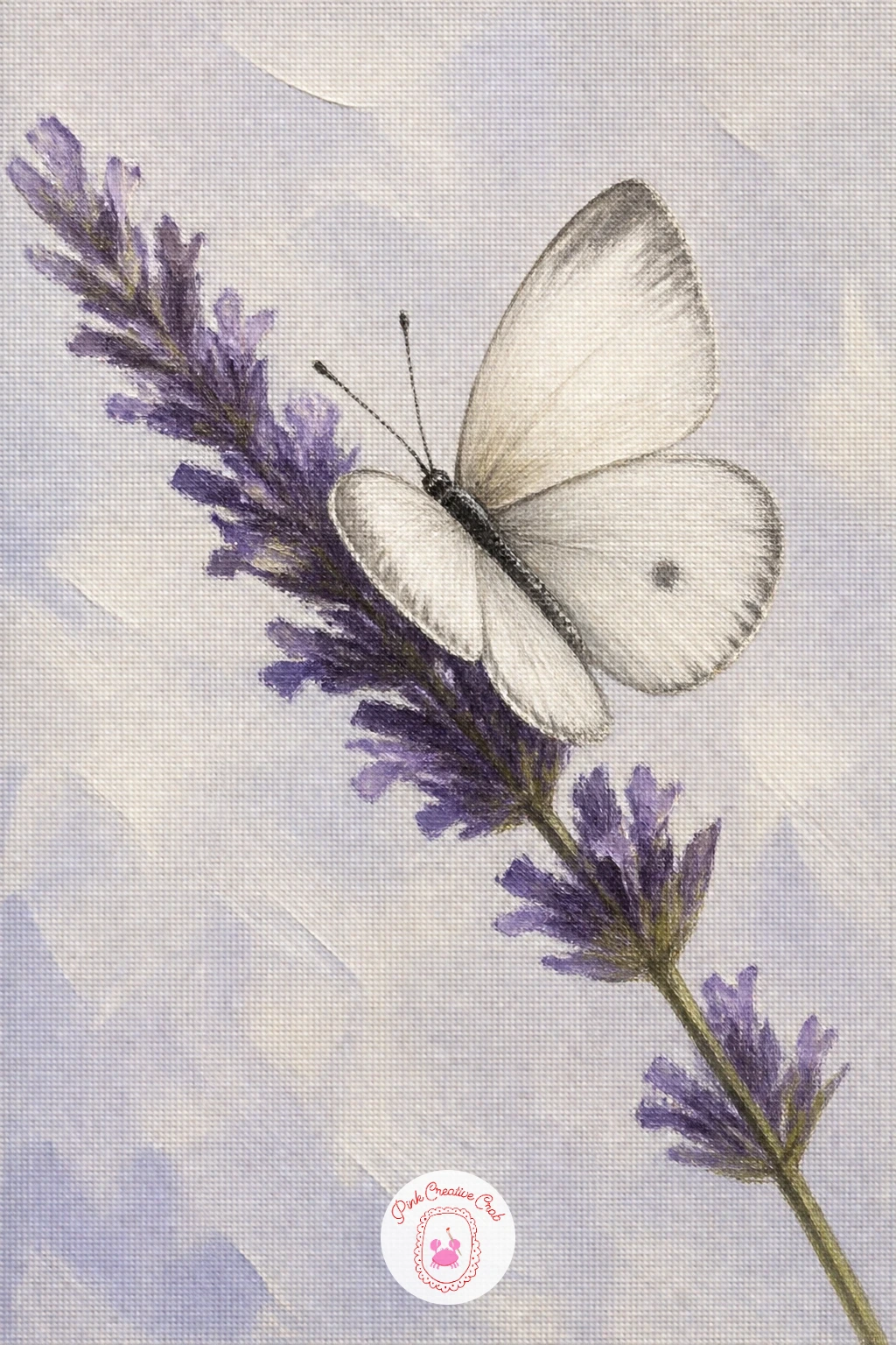 Lavender And A White Butterfly — Return to something small and quiet with lavender and a white butterfly, a gentle companion piece to the earlier bee painting.