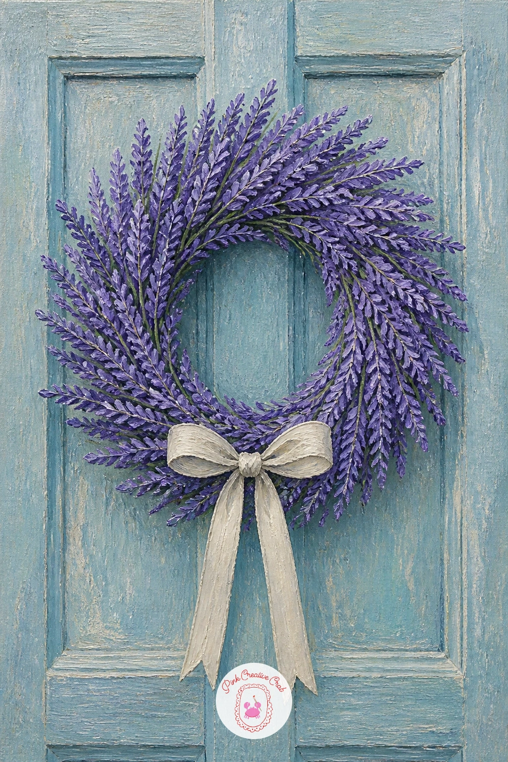 Lavender Wreath On A Door — Move to architecture for a lavender wreath on a door, a simple symmetrical subject that suits a square canvas well. Lavender