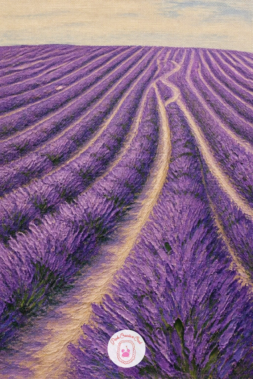 Lavender Rows Seen From A Hill — Climb a little higher for lavender rows seen from a hill, which asks you to think about eye level differently than the earlier