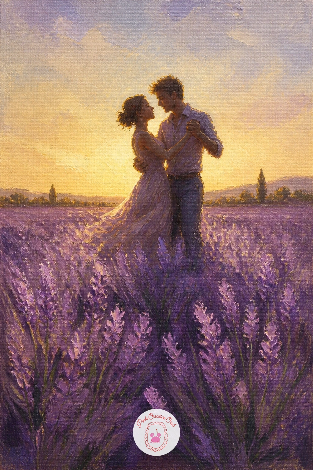 A Couple Dancing In A Lavender Field — Bring in a romantic scene with a couple dancing in a lavender field, a figure piece that works well as a gift or