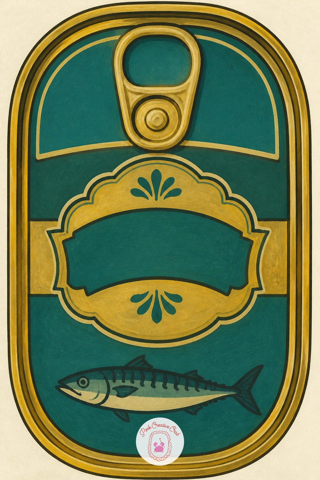 Mackerel Tin With Vintage Label — Give the sardine tin a cousin by painting a mackerel tin instead, taller and more oval, with its own invented vintage label.