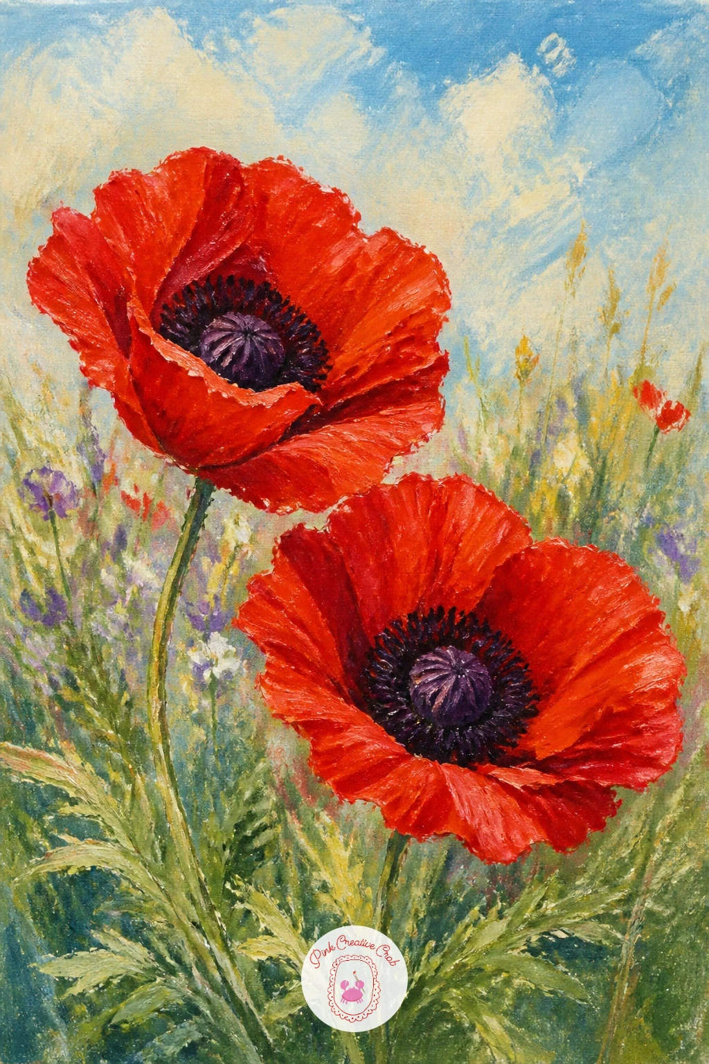Oriental Poppies In A Cottage Garden — Shift to a garden setting with oriental poppies in a cottage garden, known for their huge crinkled petals and dark