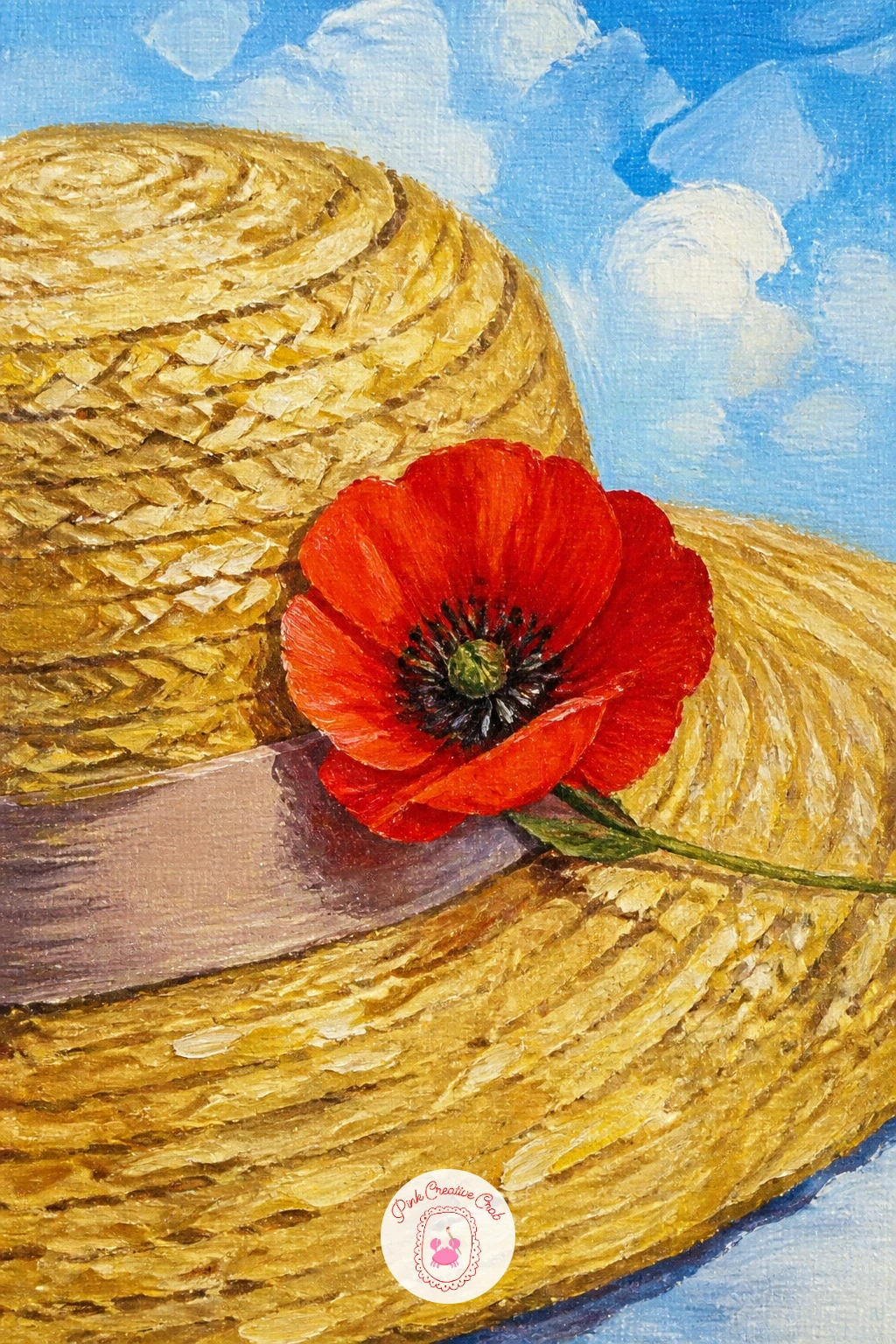Poppy Pinned To A Straw Hat — Close the list with a poppy pinned to a straw hat, a charming small still life that works well as a quick finishing piece. Poppy