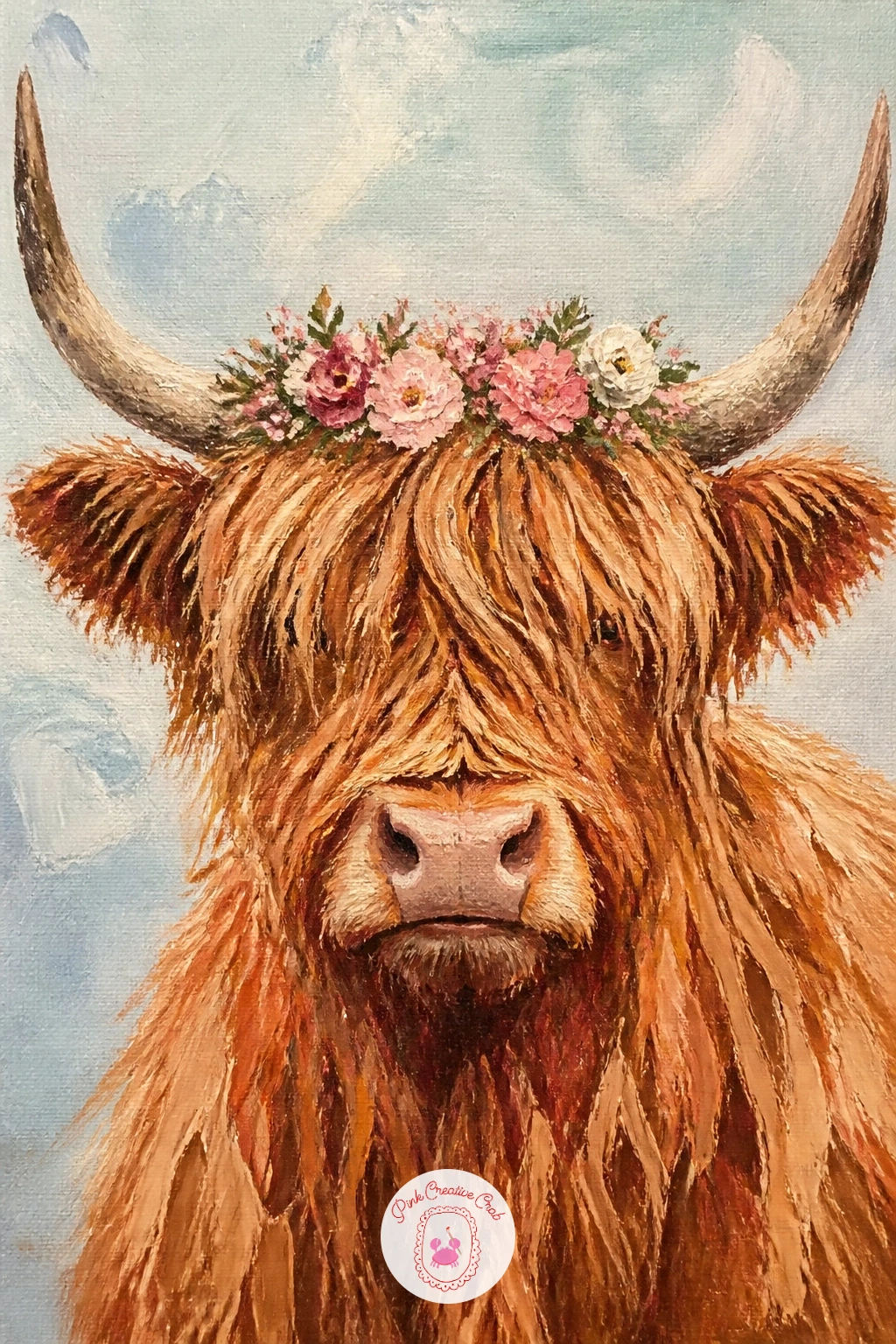 Highland Cow With Flower Crown — Start the whole list with a highland cow wearing a flower crown, because it is the friendliest way to practice the breed's