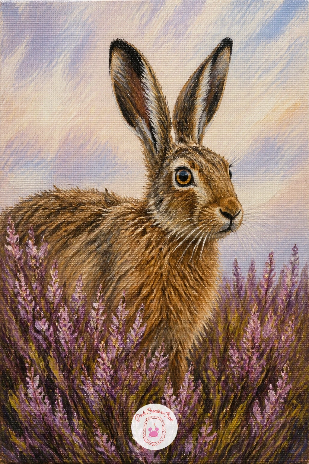Hare In The Heather — Following the deer, a hare in the heather asks for careful attention to those long ears and powerful back legs, the two features that
