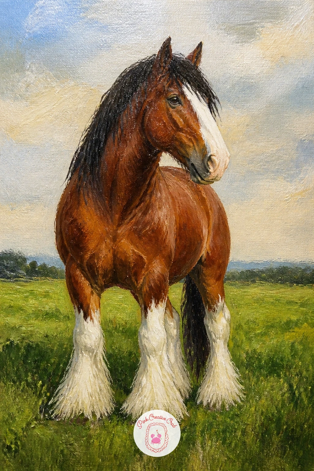 Clydesdale Horse In A Field — Size and proportion are the whole challenge with a Clydesdale horse in a field, since this breed's huge frame and feathered lower