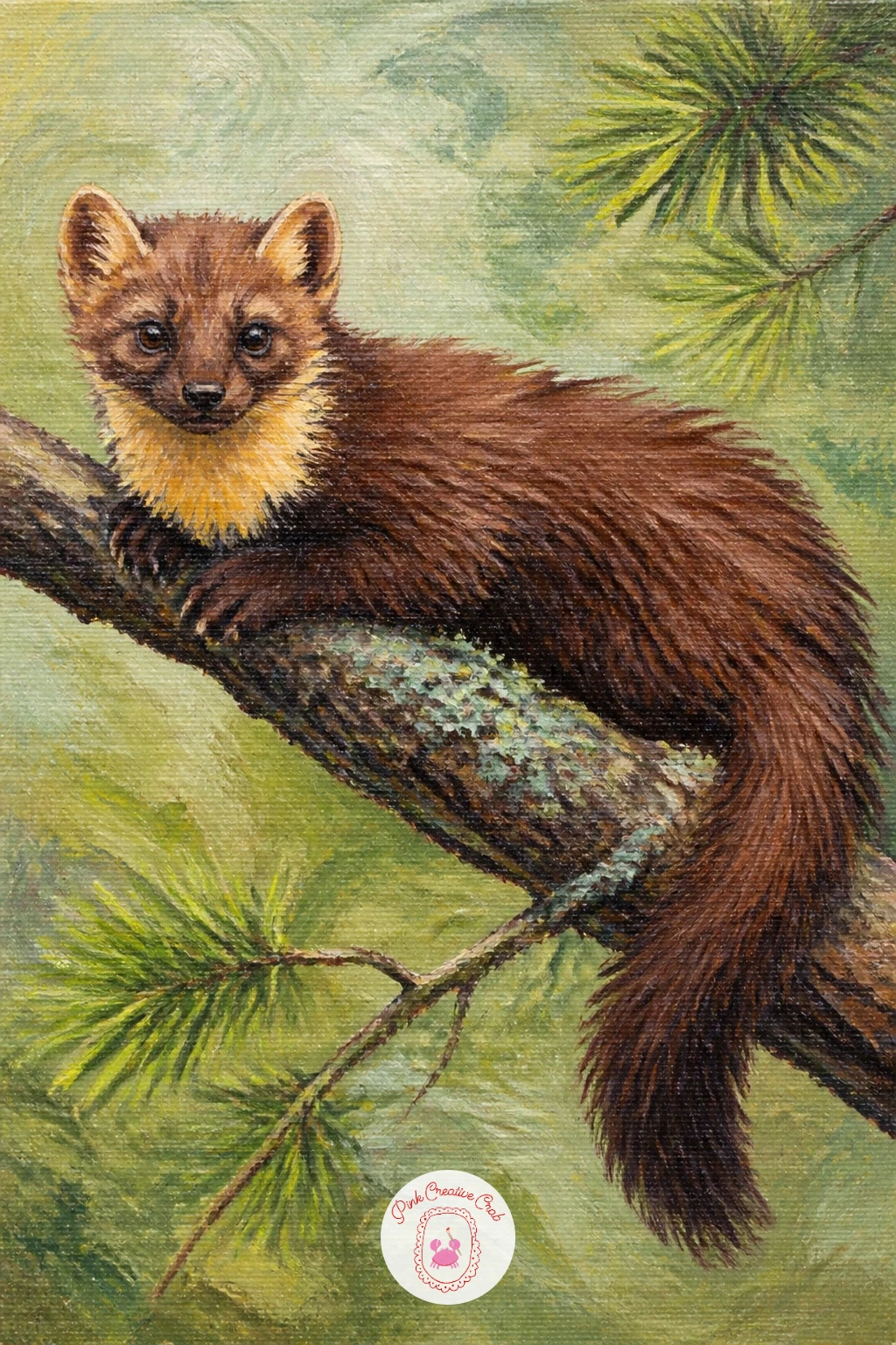 Pine Marten In A Tree — Climb up into the branches next for a pine marten in a tree, a quick and lively little subject once you have the body shape right.