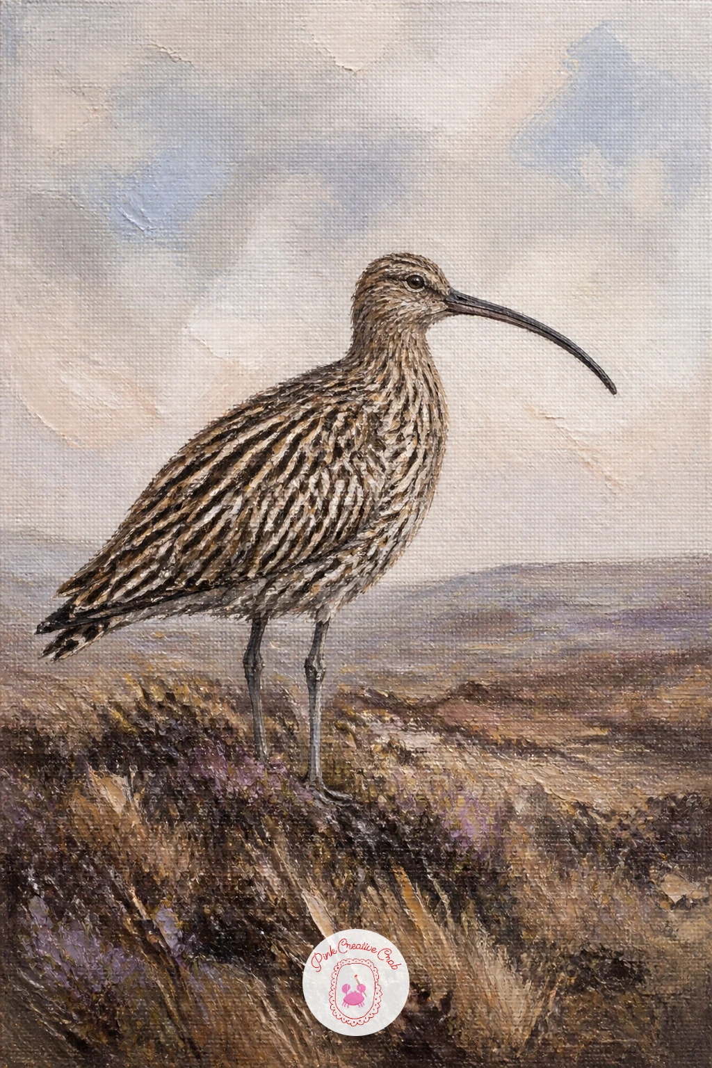 Curlew On A Moor — That long, distinctive curved beak is the whole identity of a curlew on a moor, so start there with a light, confident line before building