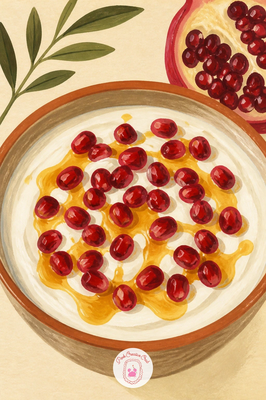 Pomegranate Seeds On Yogurt With Honey — Move indoors to the breakfast table for pomegranate seeds scattered over a bowl of yogurt with honey. Pomegranate