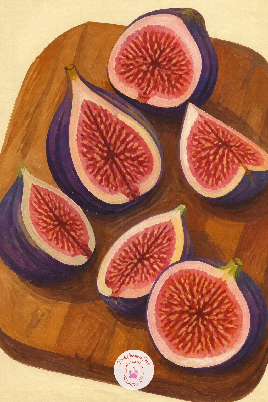 Figs Split Open On A Wooden Board — Move from pomegranates into the rest of the Mediterranean table, starting with figs split open on a wooden board.
