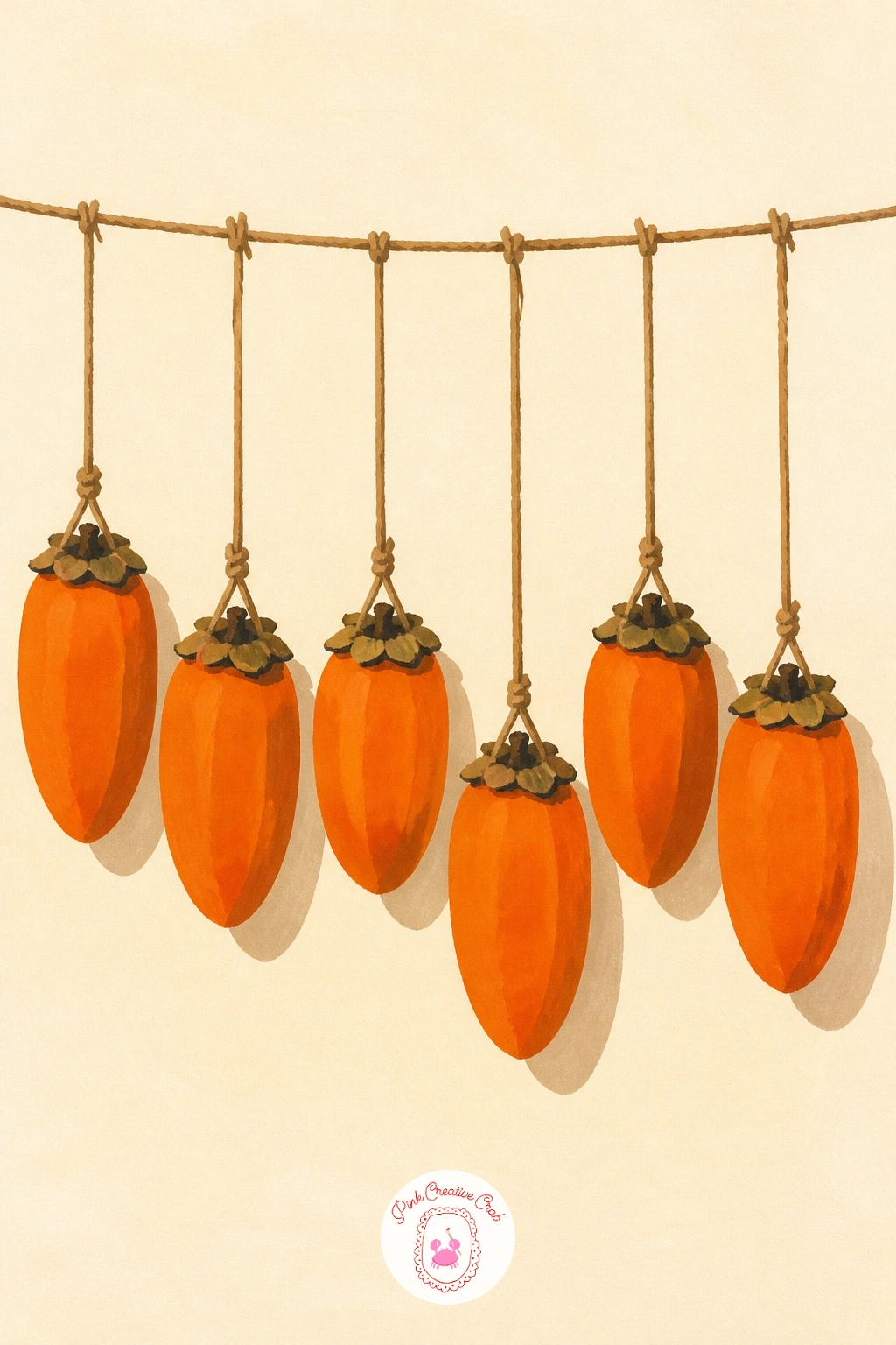 Persimmons Hanging On Strings To Dry — Try a more unusual composition next with persimmons hanging on strings to dry, a familiar autumn sight in Mediterranean
