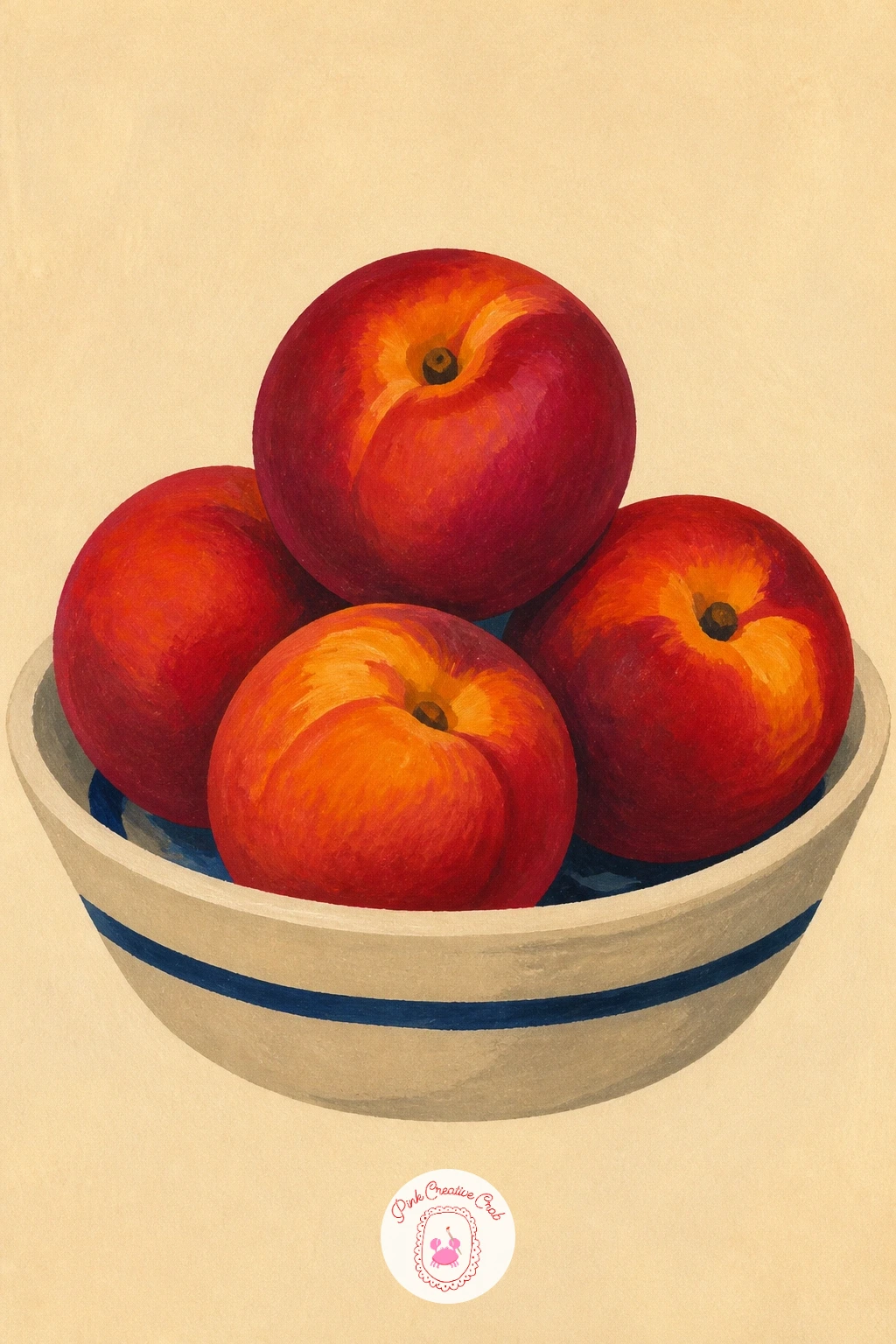Nectarines In A Ceramic Dish — Close the series with a simple, elegant grouping of nectarines in a ceramic dish, a calm note to end on after all the busier
