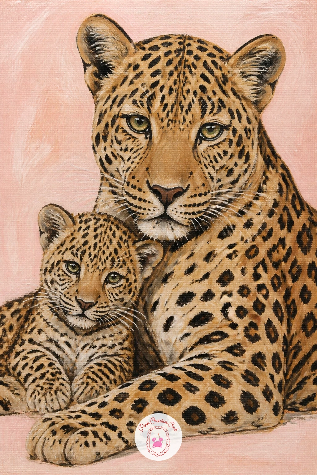 Leopard Cub With Its Mother — Bring in a little tenderness with leopard cub with its mother, a two figure composition that is easier than it looks if you plan