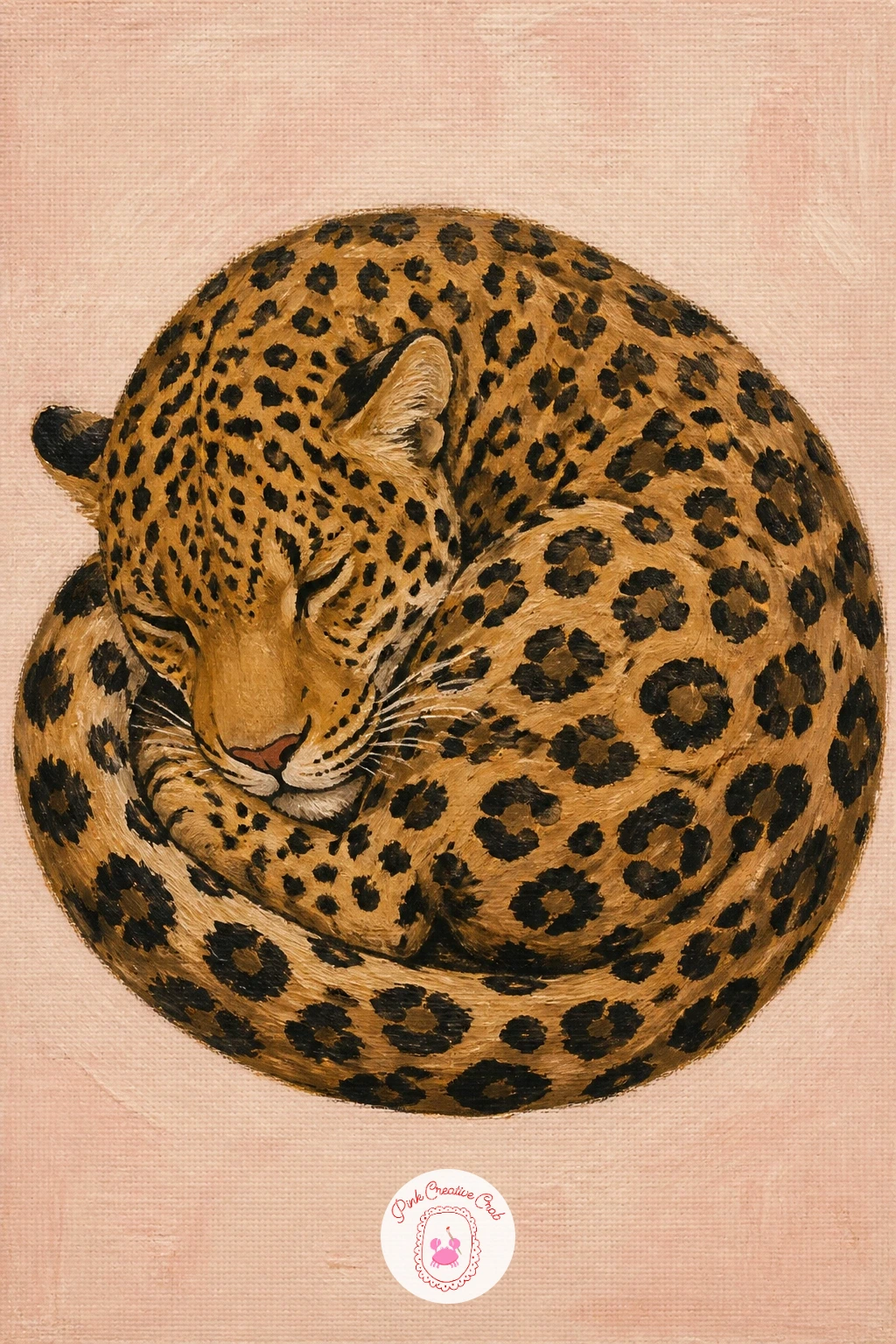 Leopard Curled Up Asleep — Slow the pace down with leopard curled up asleep, a soft, rounded composition that forgives an uneven hand better than any pose on