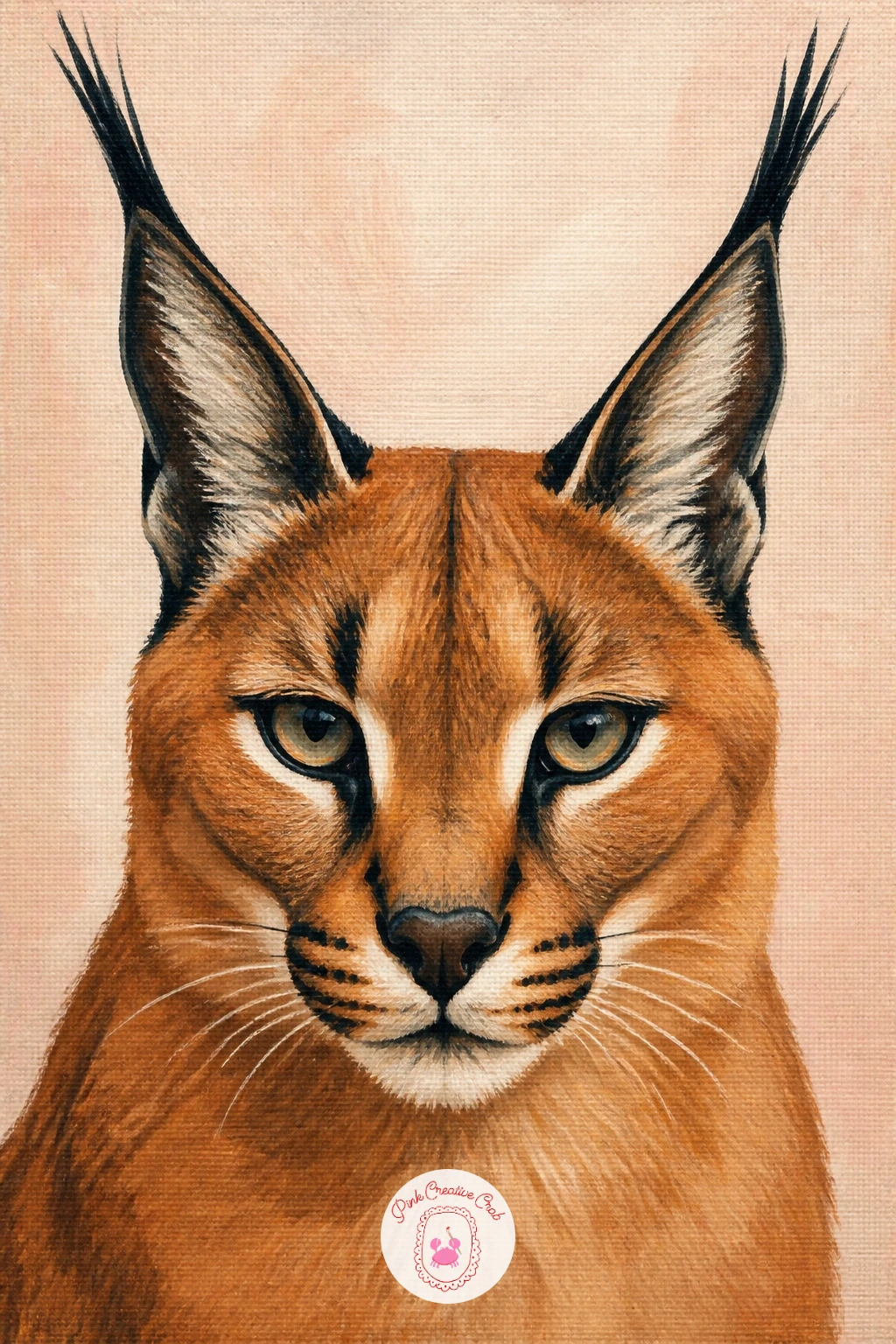 Caracal With Tufted Ears — Caracal with tufted ears is a close up portrait built almost entirely on one feature: those long black ear tufts standing straight