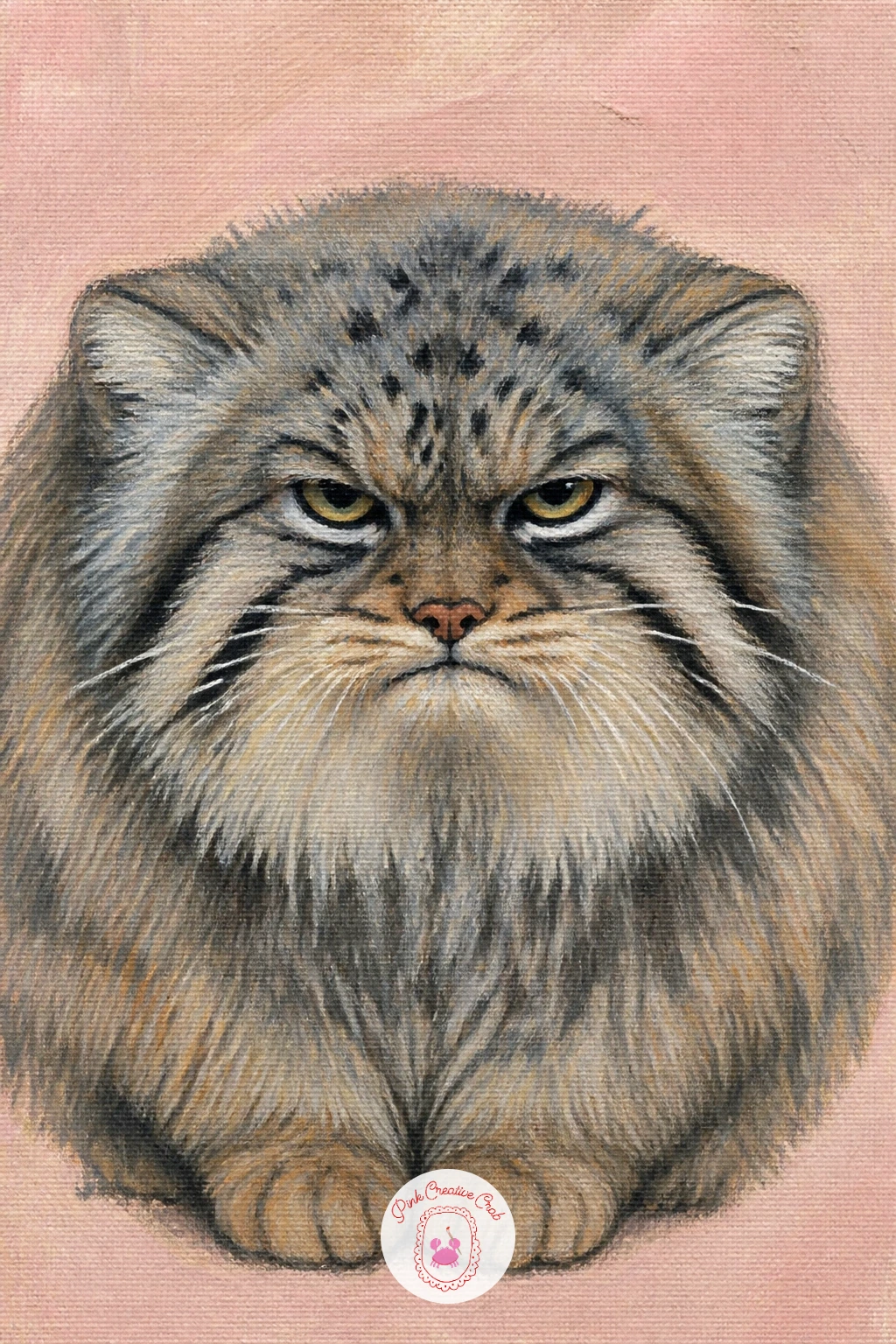Grumpy Pallas's Cat — Grumpy Pallas's cat is the character piece on this list, built entirely around a flat, unimpressed expression. Leopard painting
