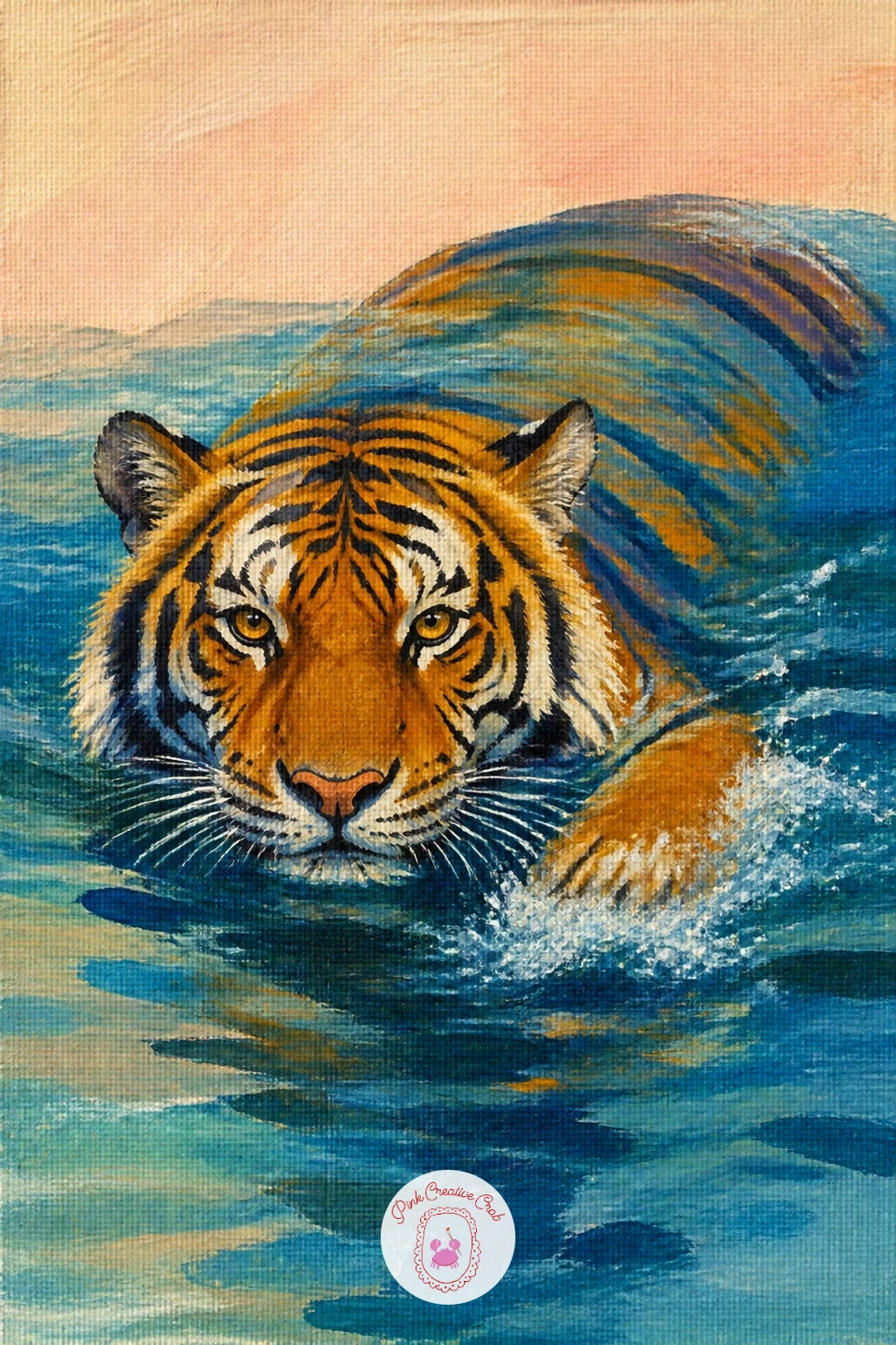 Tiger Swimming — Tiger swimming gives the stripe pattern from earlier a wet, dynamic twist. Leopard painting