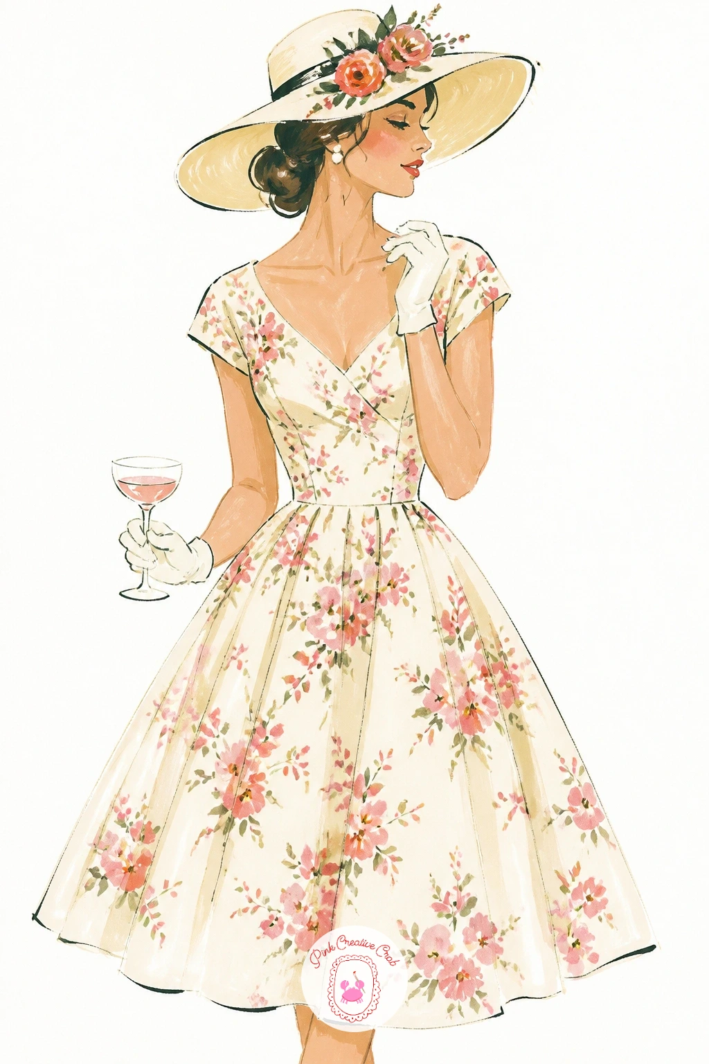 Floral Tea Dress at a Garden Party — Build the floral tea dress the same way you built the polka dot sundress, but swap dots for tiny flowers, so the two ideas