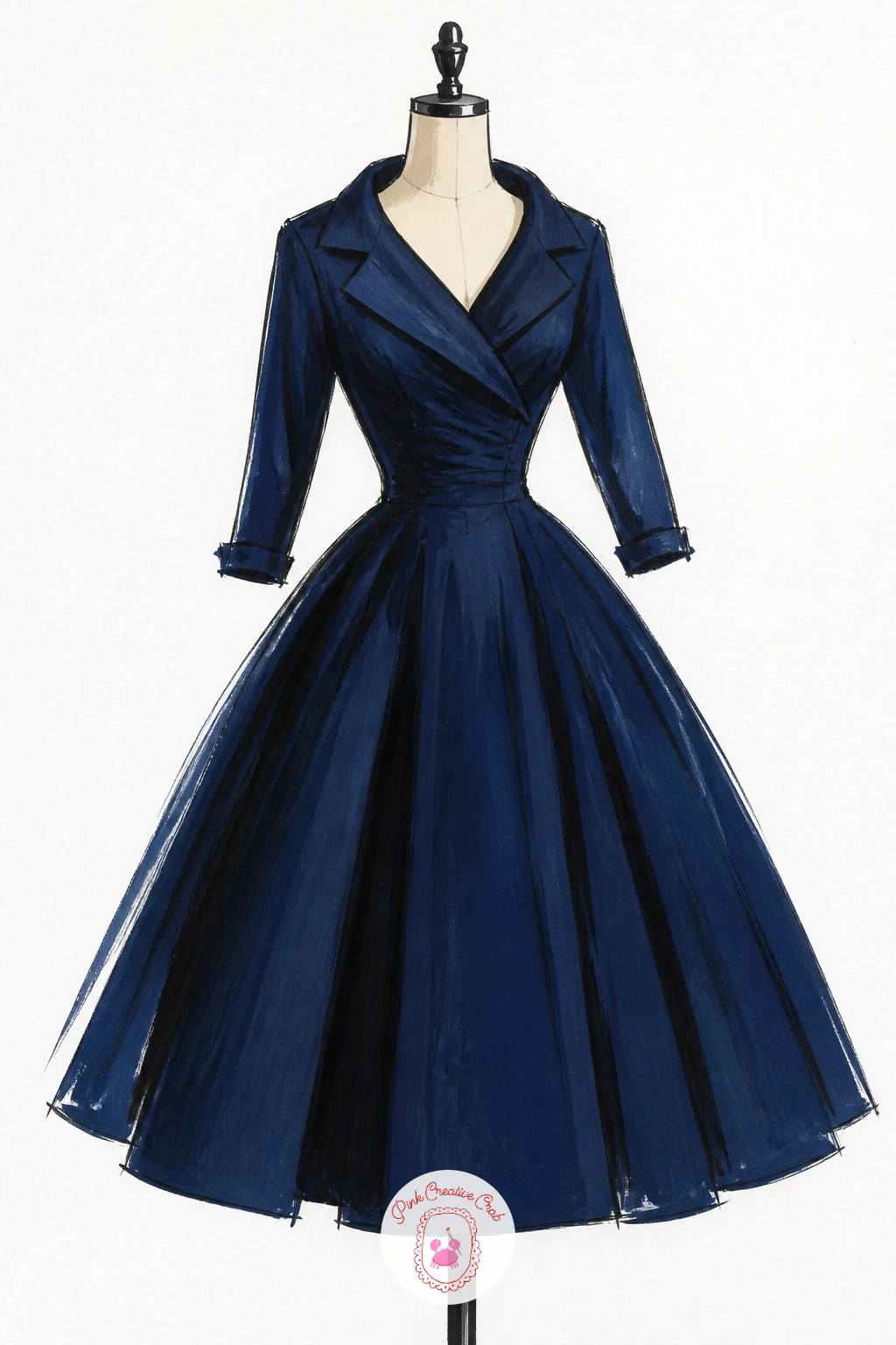 Dior-Style New Look Dress on a Dress Form — From a worn dress to a displayed one, the New Look silhouette on a dress form is really a study in proportion: the
