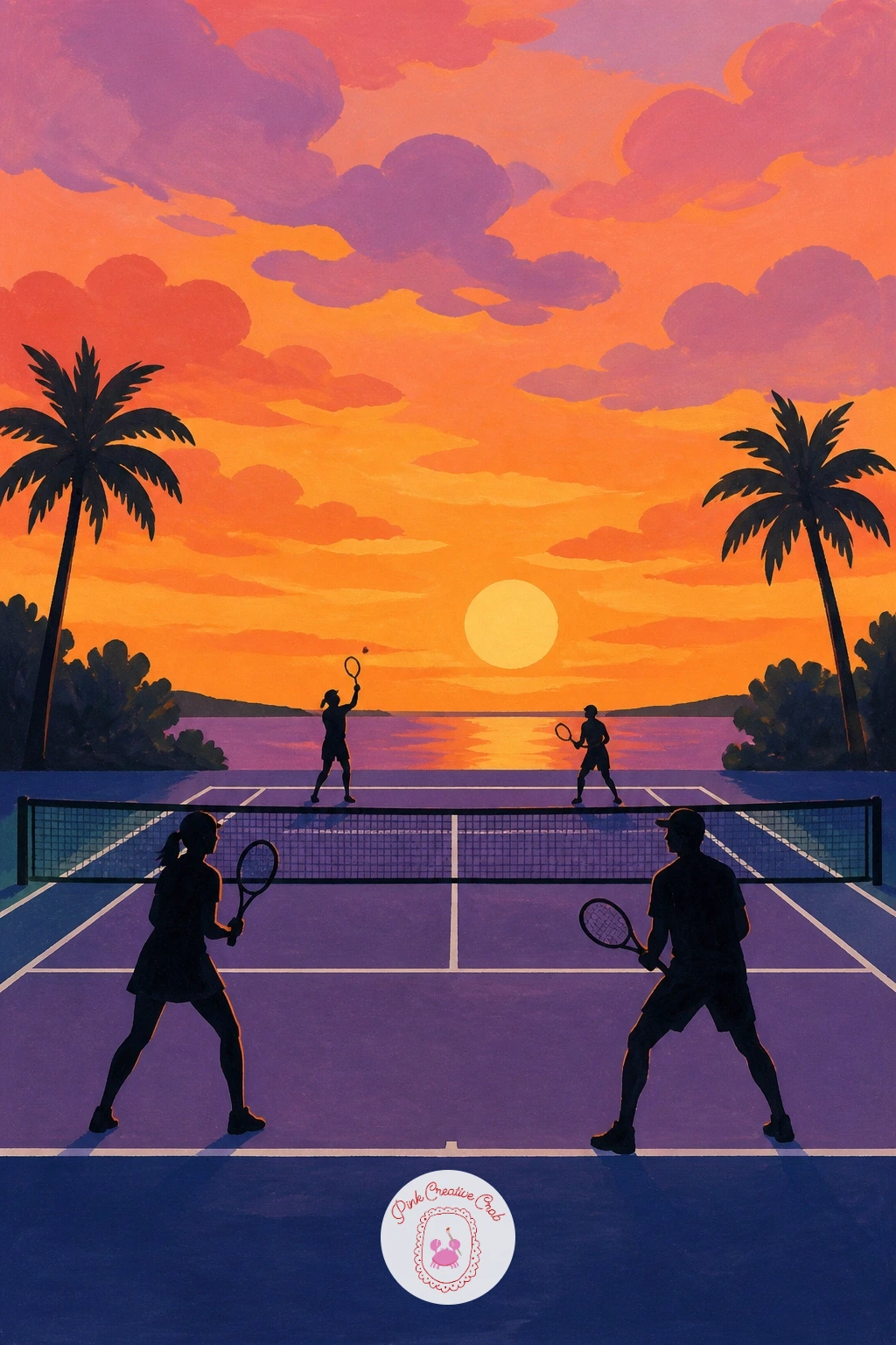 Doubles Match at Sunset — Build toward a bigger piece with a doubles match at sunset, which brings together everything you have practiced so far: four