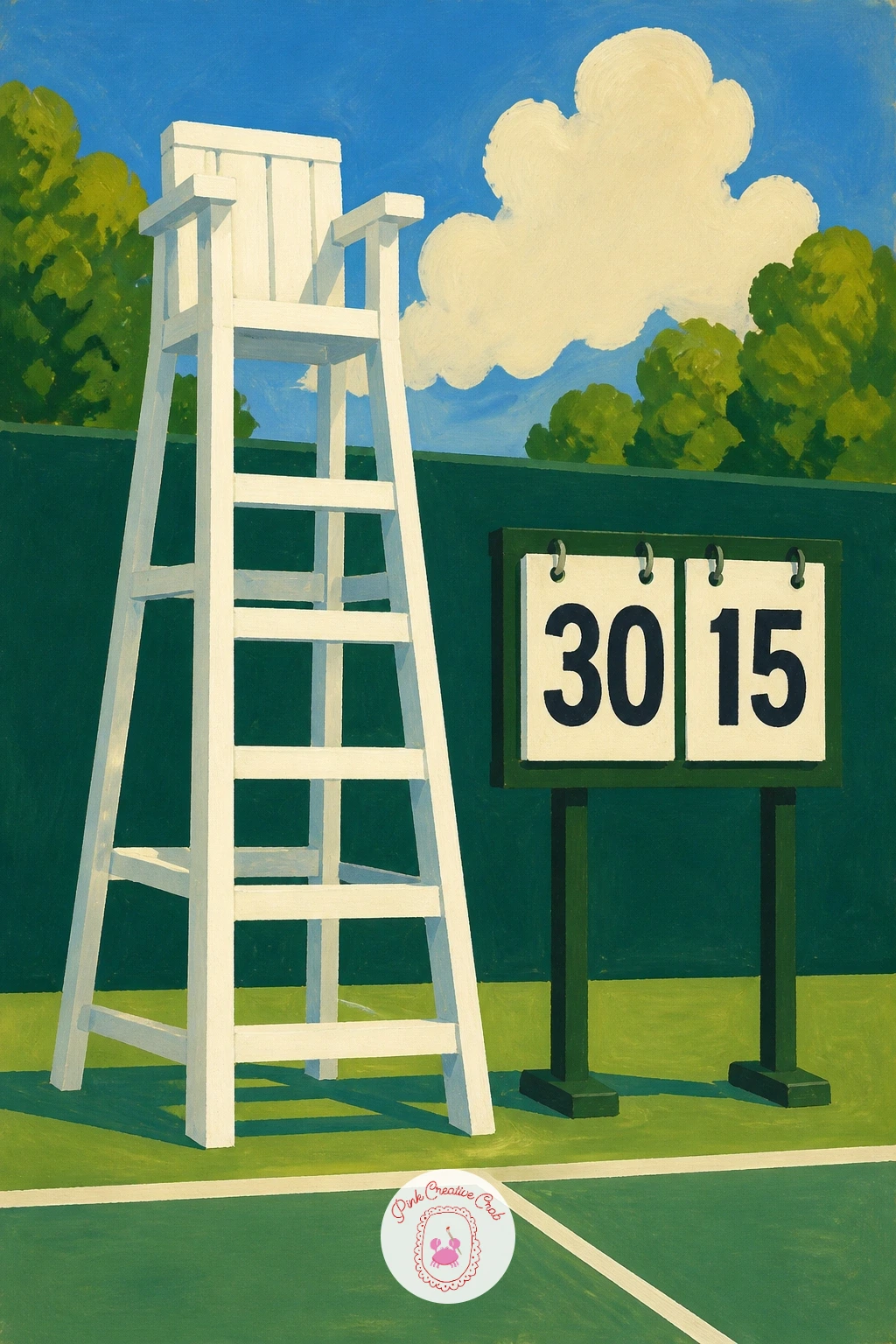 Umpire Chair and Scoreboard — Try a structural subject with an umpire chair and scoreboard, which gives you good practice at tall, simple vertical shapes.