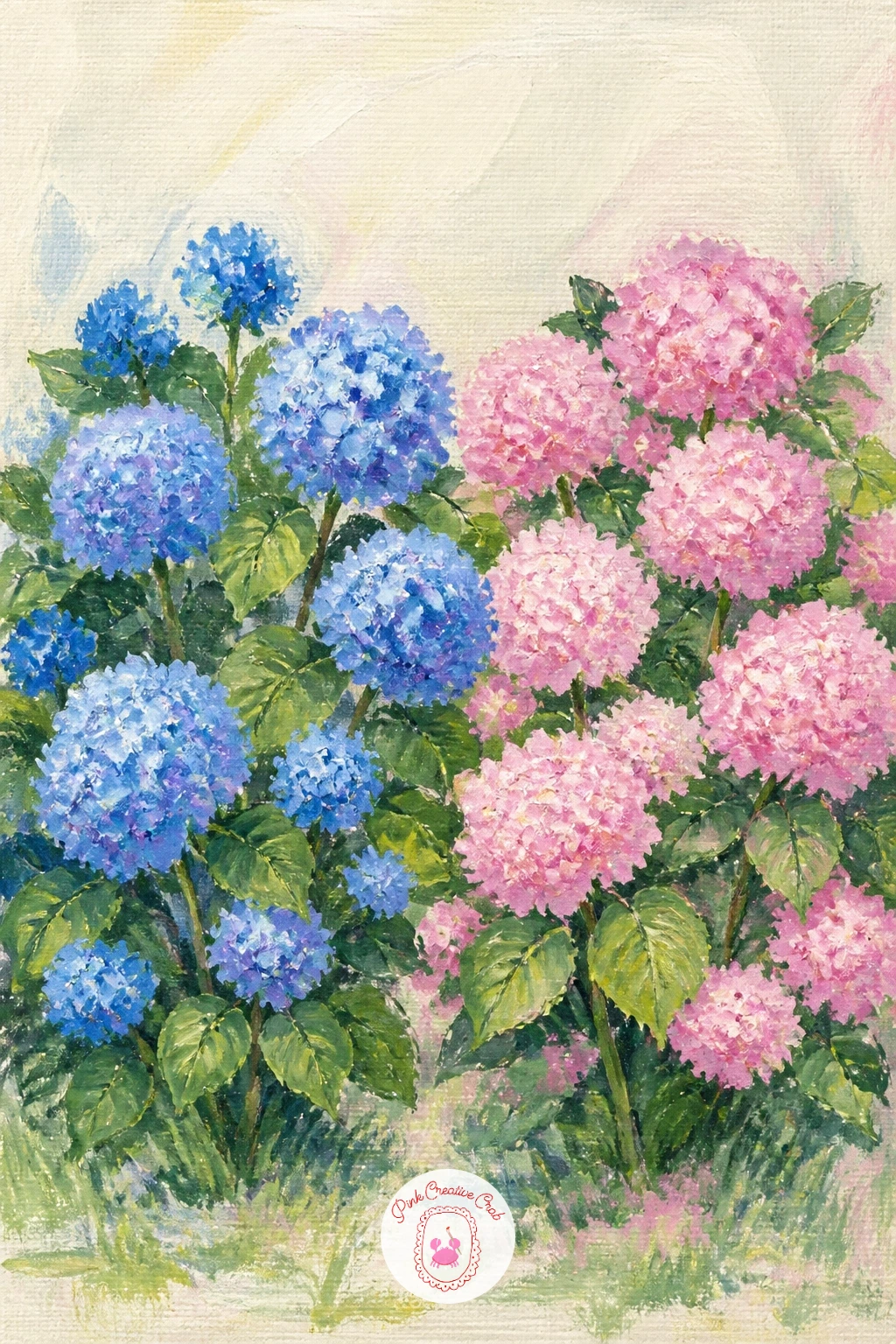 Pink and Blue Hydrangeas Side by Side — Pair up two hydrangea bushes, one pink and one blue, growing side by side, since the color trick here is the real