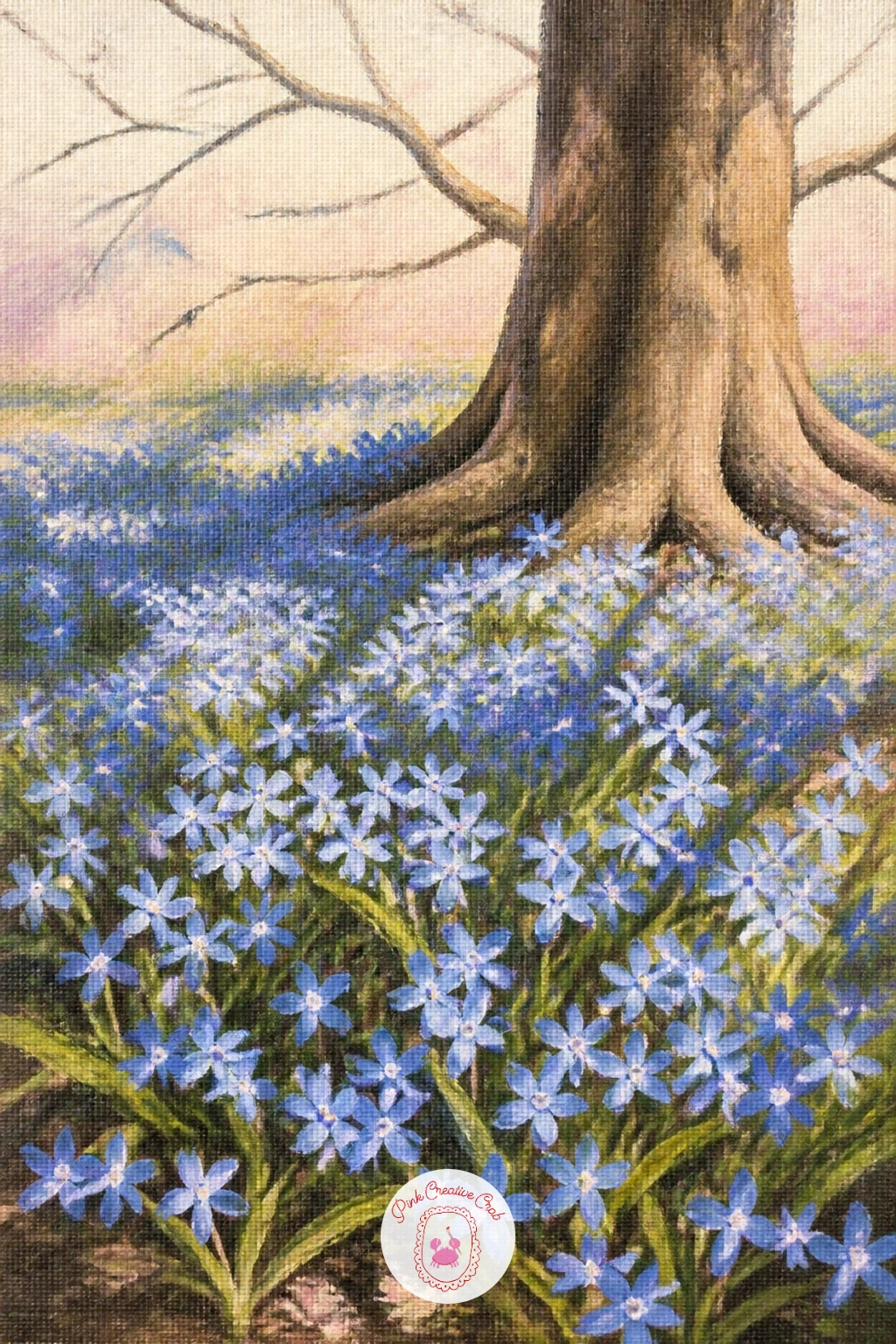 Scilla Under a Tree — Keep the small-scale mood going with scilla, those tiny star-shaped blue flowers that carpet the ground under trees in early spring.