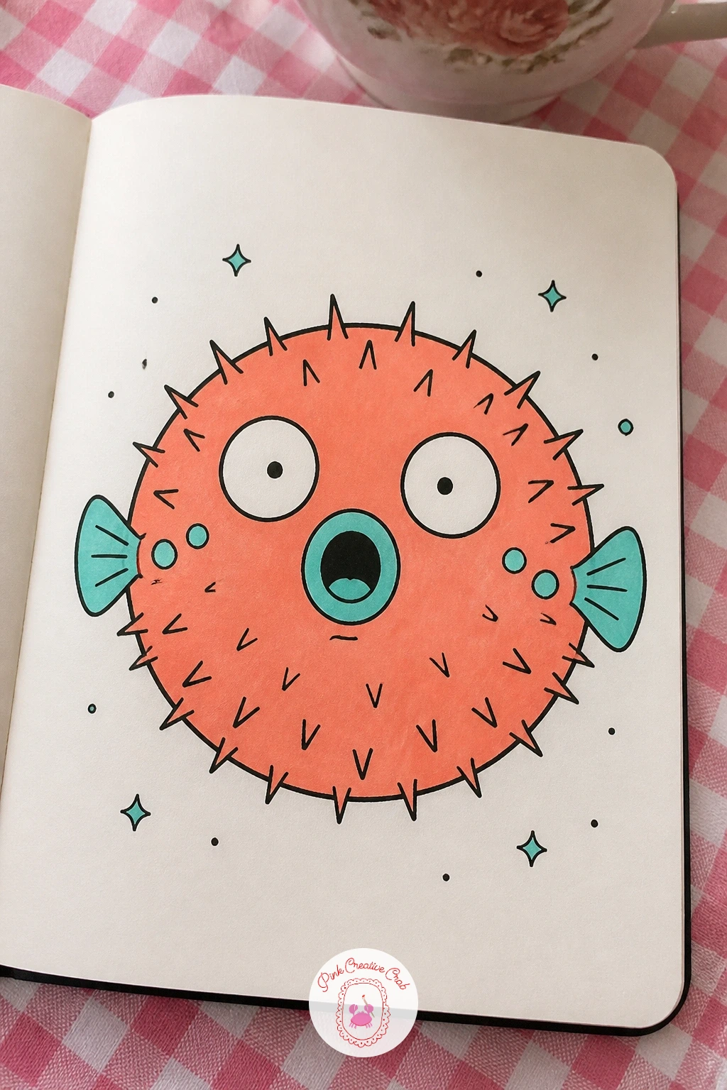 Pufferfish Puffed Up In Surprise — Move from a calm goldfish to a pufferfish mid-surprise, since the shape is just as forgiving but the mood is funnier. Fish