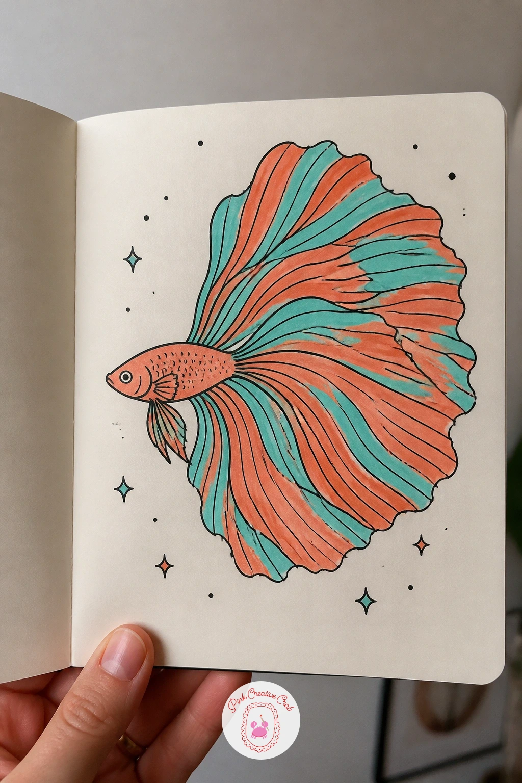 Betta Fish With A Flowing Tail — Move into one of the most dramatic fish shapes with a betta and its flowing tail. Fish doodles