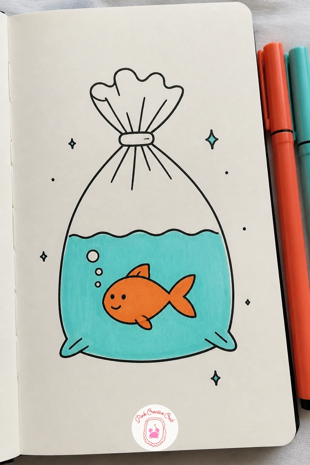Fish In A Plastic Bag From The Fair — Borrow a classic carnival image: a fish inside a knotted plastic bag of water. Fish doodles