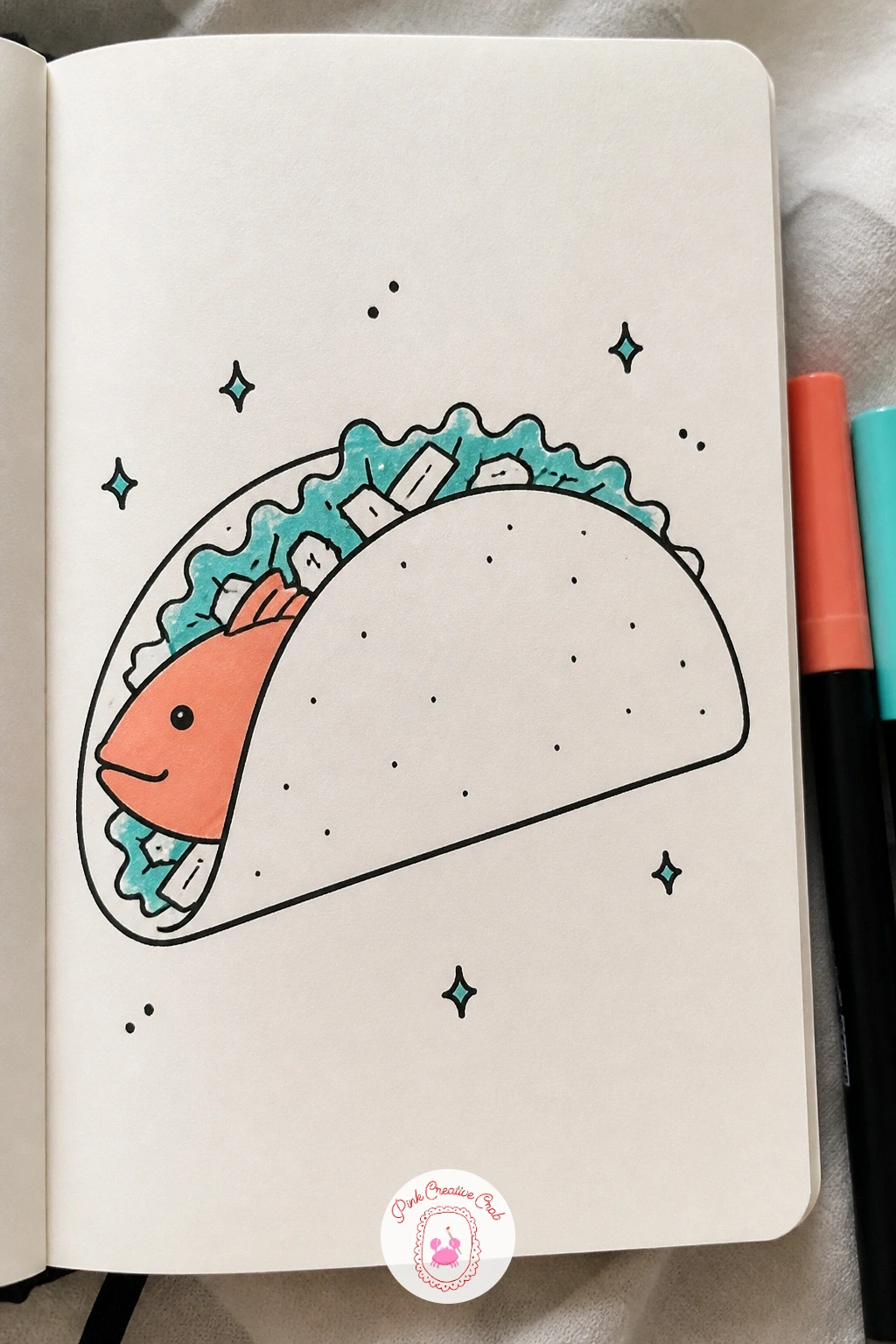 Fish Taco With A Fish Face — Have some fun blending food and fish into one silly subject: a taco with a tiny fish face peeking from inside the shell. Fish