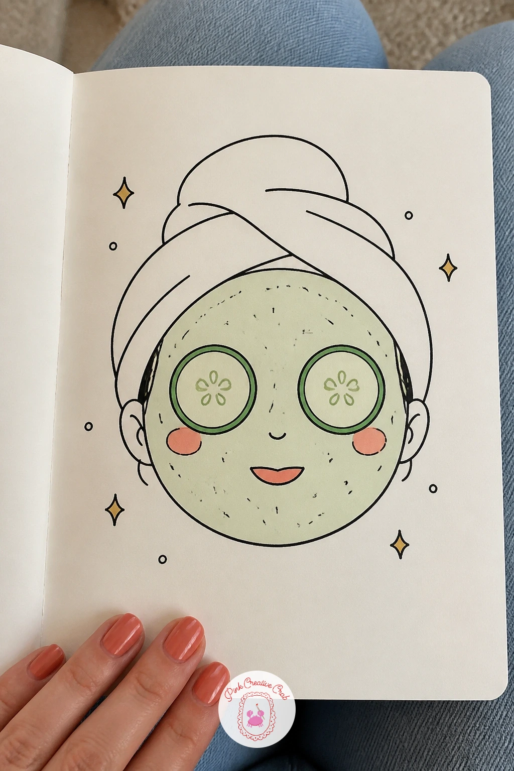 Face With A Face Mask And Cucumbers — Move into a spa day moment with a face wearing a textured sheet mask and two round cucumber slices covering the eyes.