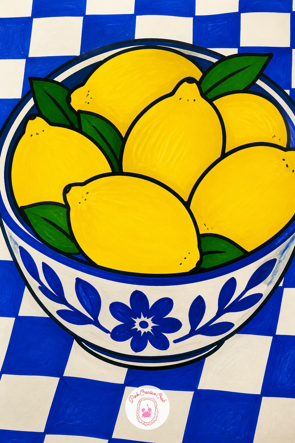 Bowl of Lemons on Checkered Cloth — Bring the eye down to the table with a bowl of lemons sitting on a checkered cloth, a subject that is really an excuse to