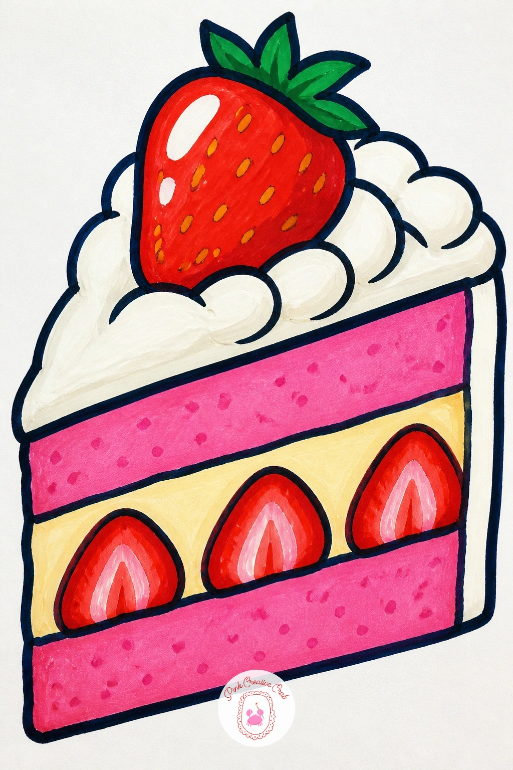 Strawberry Cake Slice — Satisfy a sweeter craving with a strawberry cake slice, a wedge shape that is really three flat layers stacked on top of each other.