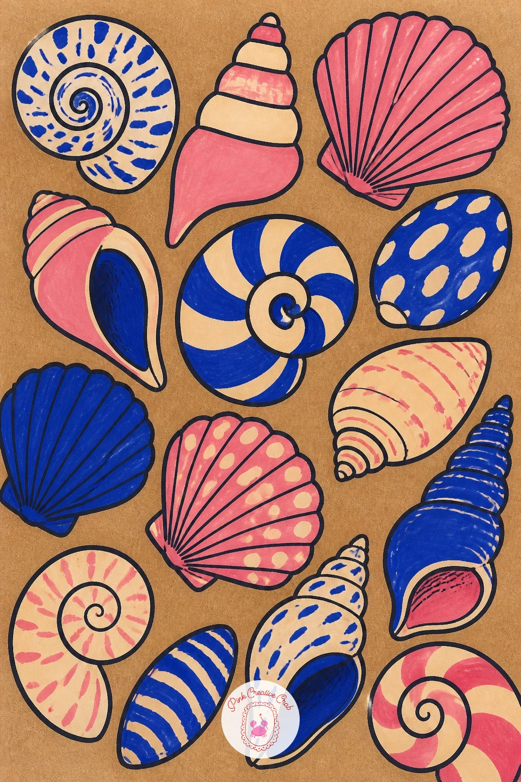 Shell Collection — Head to the shoreline for a shell collection, a loose scatter of four or five shapes that lets you treat each one as its own tiny study.