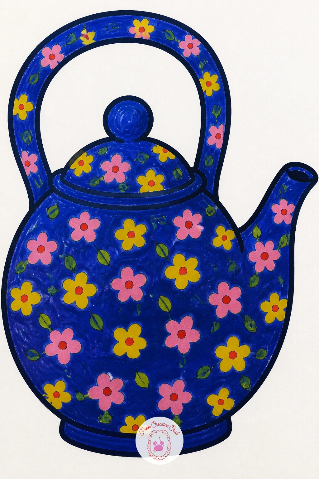 Teapot With Flowers — Bring a cozy interior moment to the page with a teapot decorated in a flower pattern, sitting alone on the paper with nothing else around