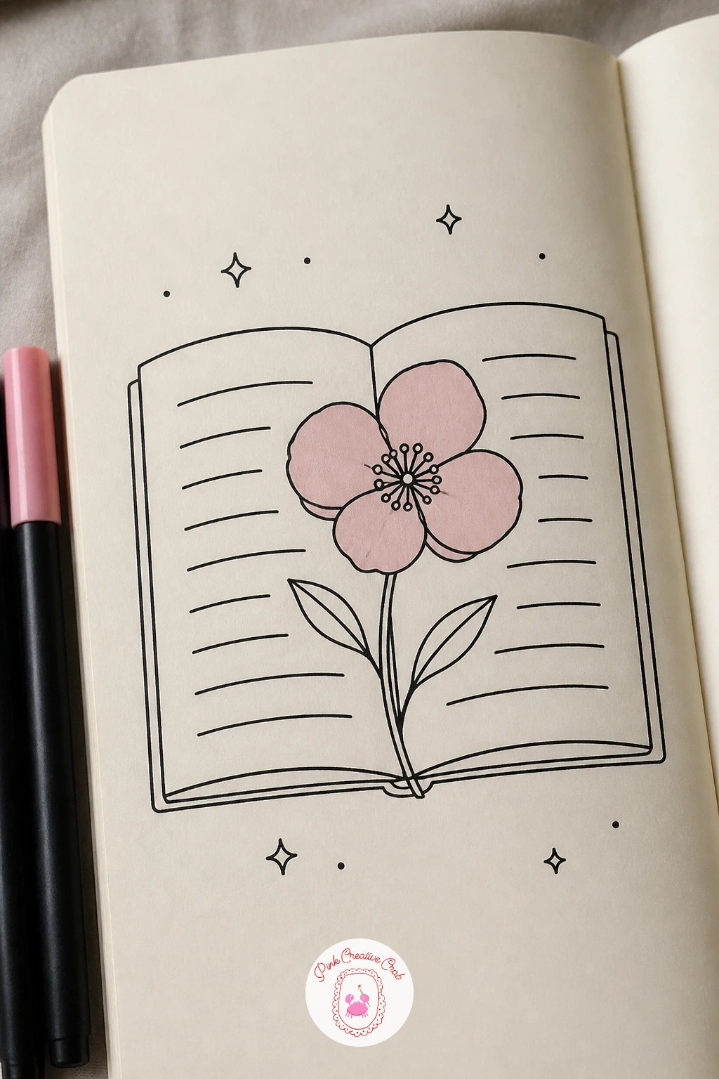 Pressed Flower In A Book — Try something flatter and more graphic: a single pressed flower lying across an open book page, which depends on keeping the flower