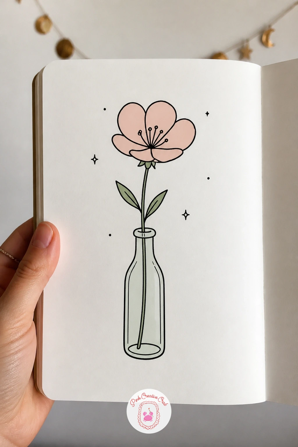 Single Stem In A Bottle — Strip everything back down to the simplest possible version: one single flower stem standing in a plain glass bottle, the kind of