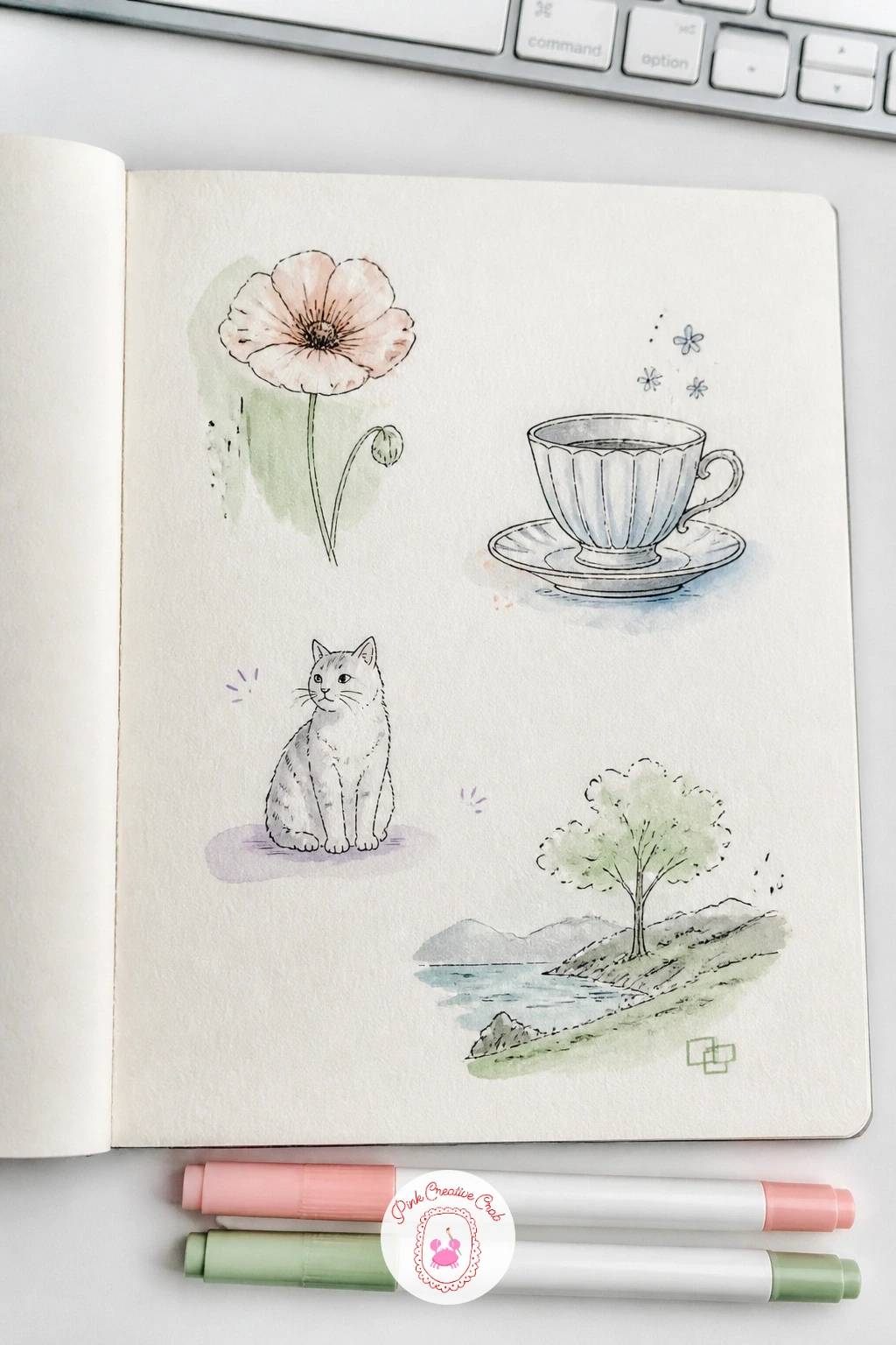 Page of What I Love Drawing — Follow the mood board with a page of what I love drawing, a small gallery of the subjects you reach for again and again. First