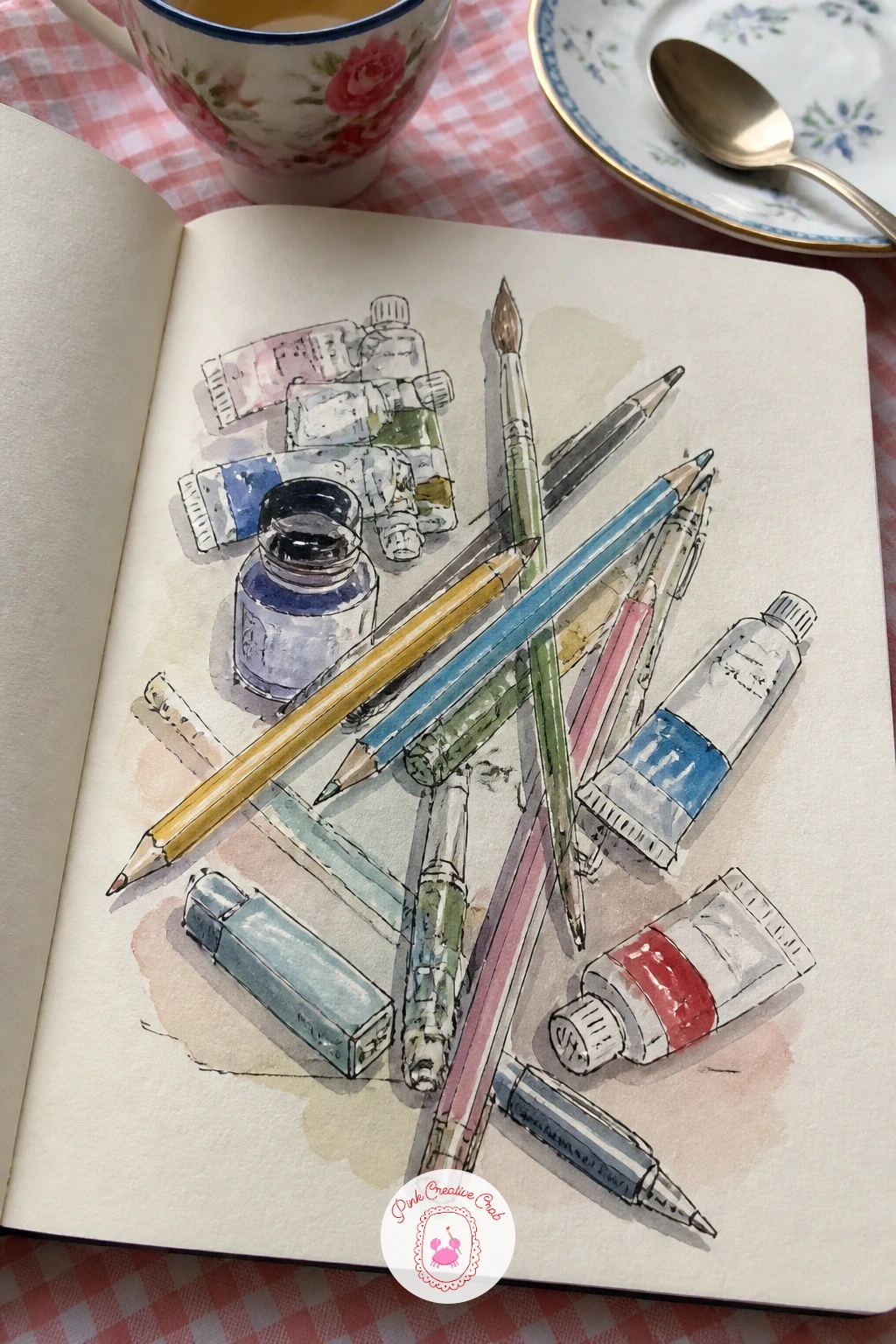 Page of My Art Supplies — Document a page of my art supplies early on, it doubles as both a fun drawing exercise and a record of what you own right now. First