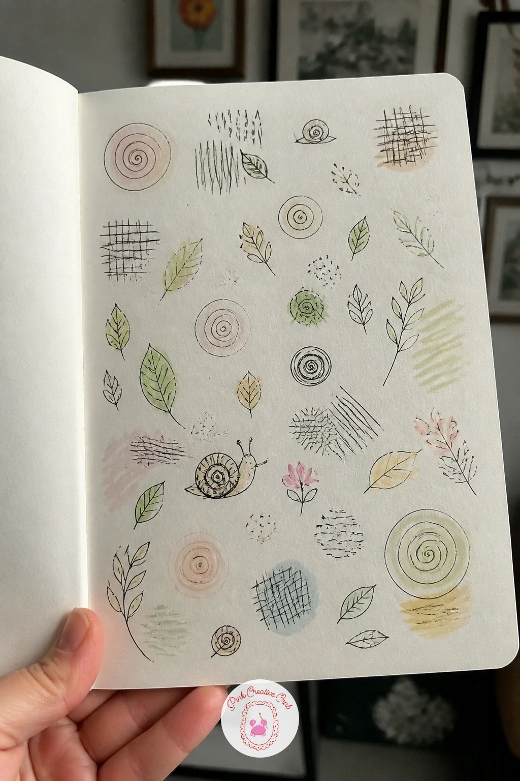 Page of Small Warmups — Give yourself a page of small warmups before anything else, a loose scattering of quick shapes and marks rather than one subject. First